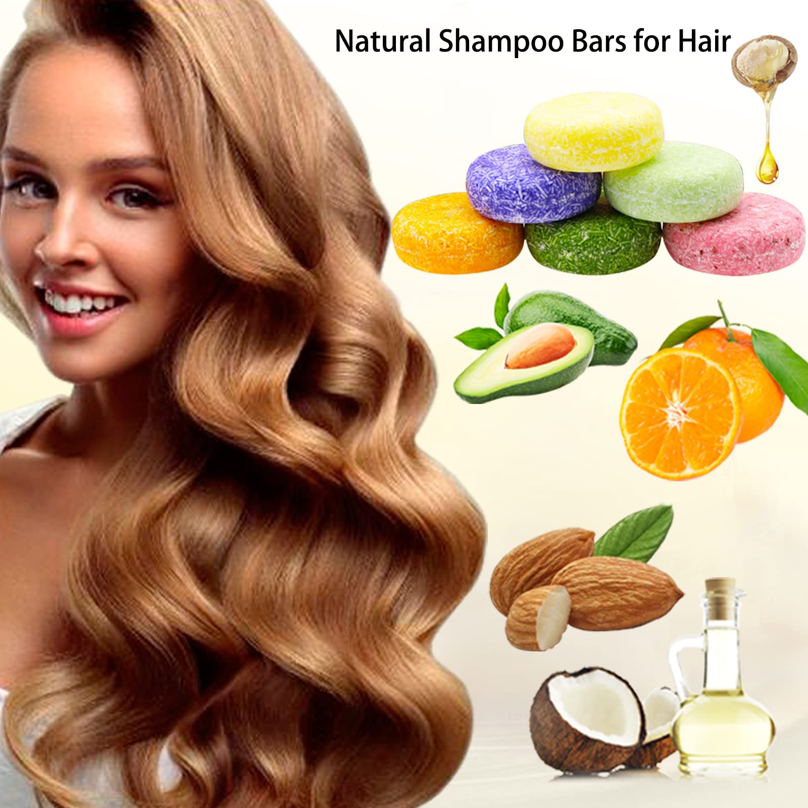 DBEAUTYM 8 Pack Shampoo Bar Gift Set,Natural Soap, Solid Dry Damaged Hair With Plant Essence Oil Helps Stop Loss and Promotes Healthy Growth, Travel Size Bulk Set