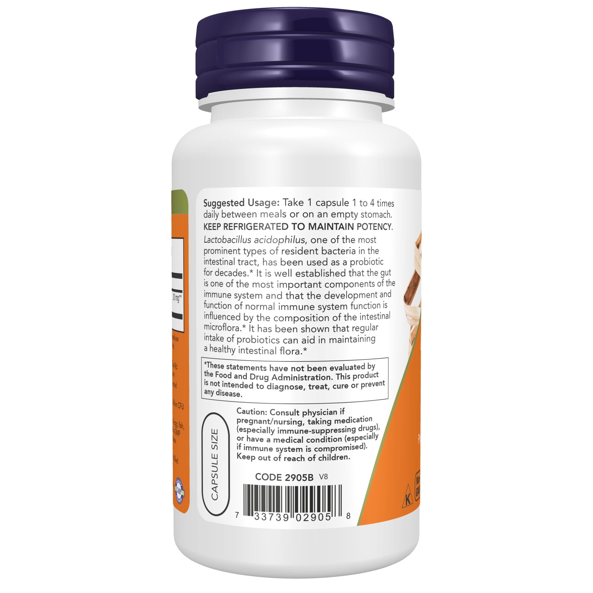 NOW Foods Supplements, Acidophilus, Two Billion, Strain Verified, Healthy Intestinal Flora*, 100 Veg Capsules
