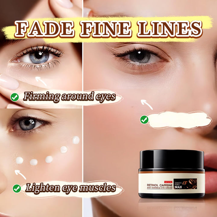 Retinol Caffeine Eye Cream for Dark Circles and Puffiness - Dark Circles Under Eye Treatment Serum to Reduce Wrinkles, Fine Lines, and Eye Bags, Hydrate Eye Area