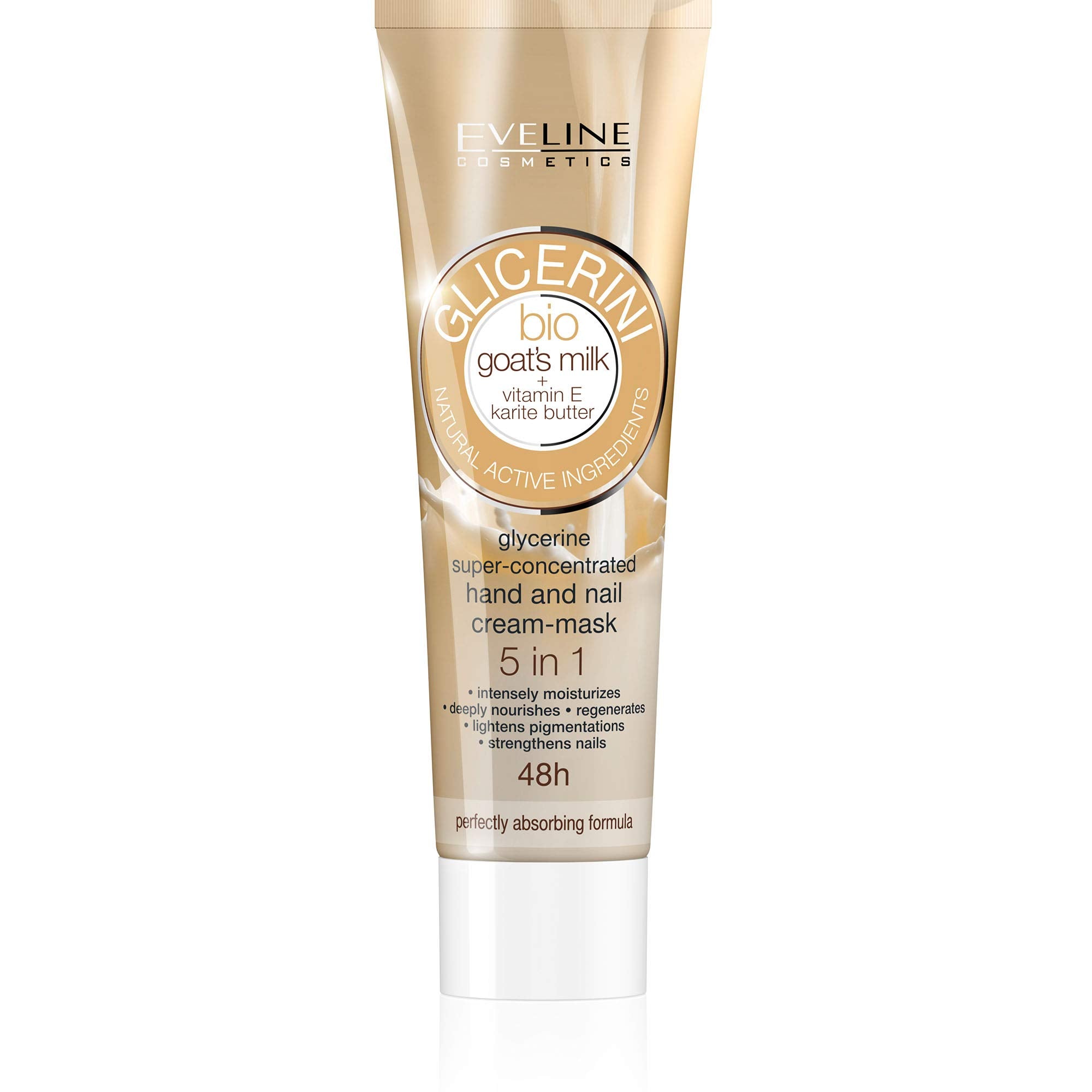 Eveline Glycerine 5 In 1 Bio Goat's Milk + Vitamin E & Karite Butter Super-Concentrated Hand/Nail Cream Mask