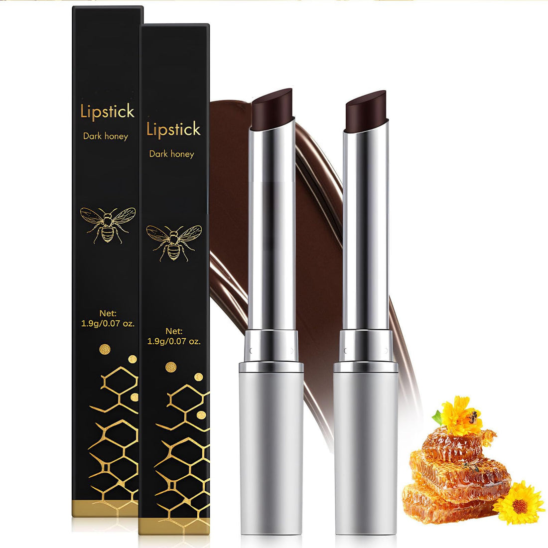 Honey noir - Black Honey Lipstick for Women, Natural Glossy Lips Balm, Nourishing and Hydrating Lip Gloss for All Skin Tones (black+black, 2)