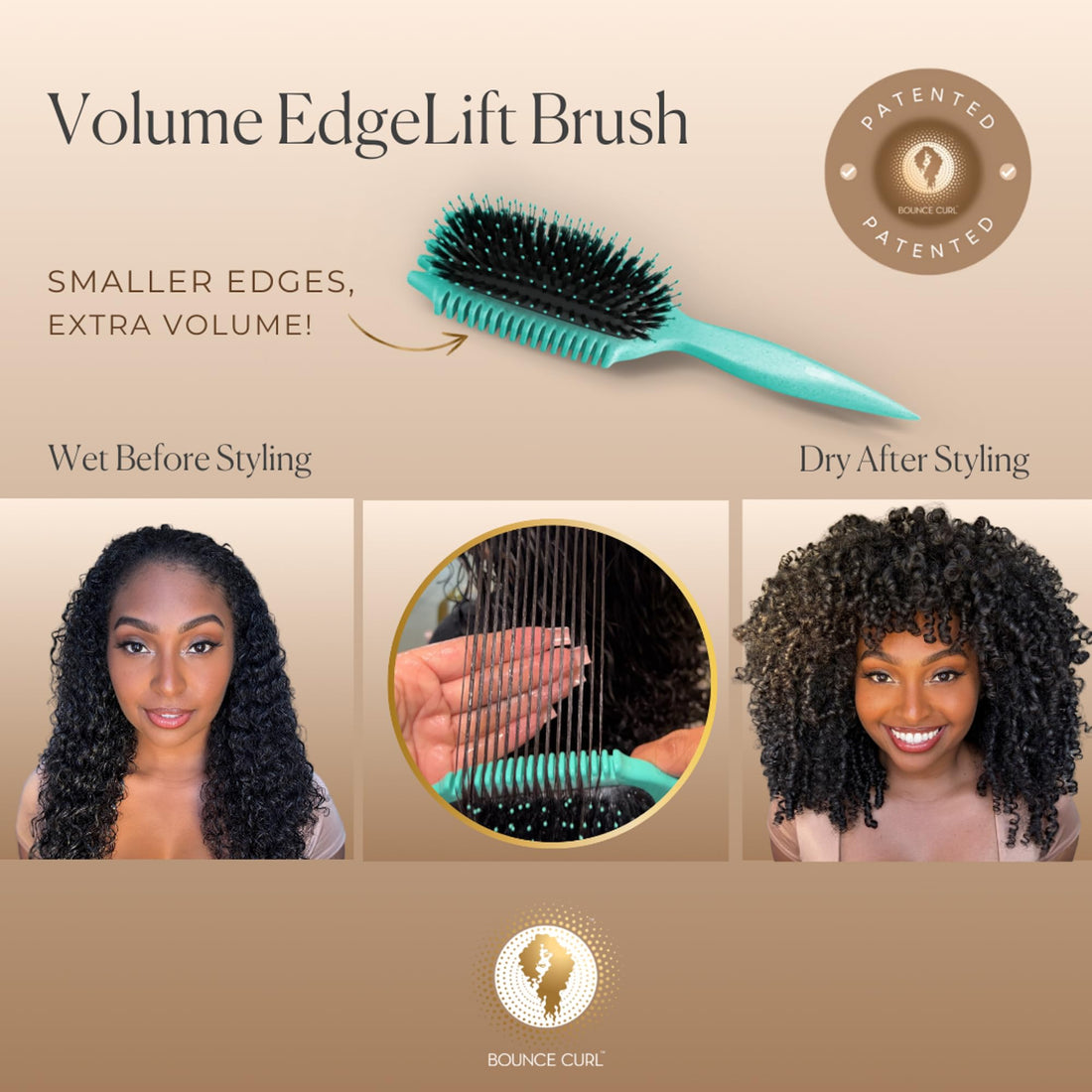 Bounce Curl Volume EdgeLift Brush, 5-in-1 Tool for Volumized Waves, Curls & Coils - Teal