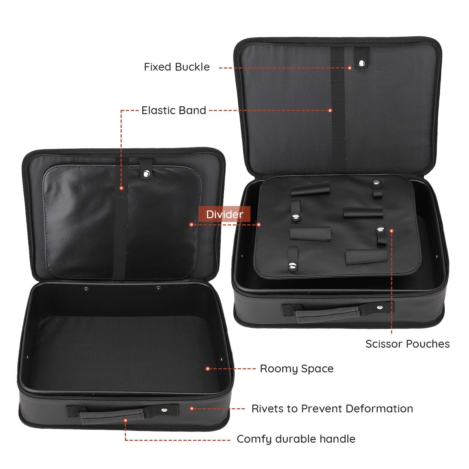 Barber Tool Case with Shoulder Strap, Segbeauty Large 10.8 x 14.6 x 4.3 in Hair Styling Travel Bag, Professional Salon Hair Cutting Grooming Kit Storage Organizer for Hair Dryer, Clippers, Scissors