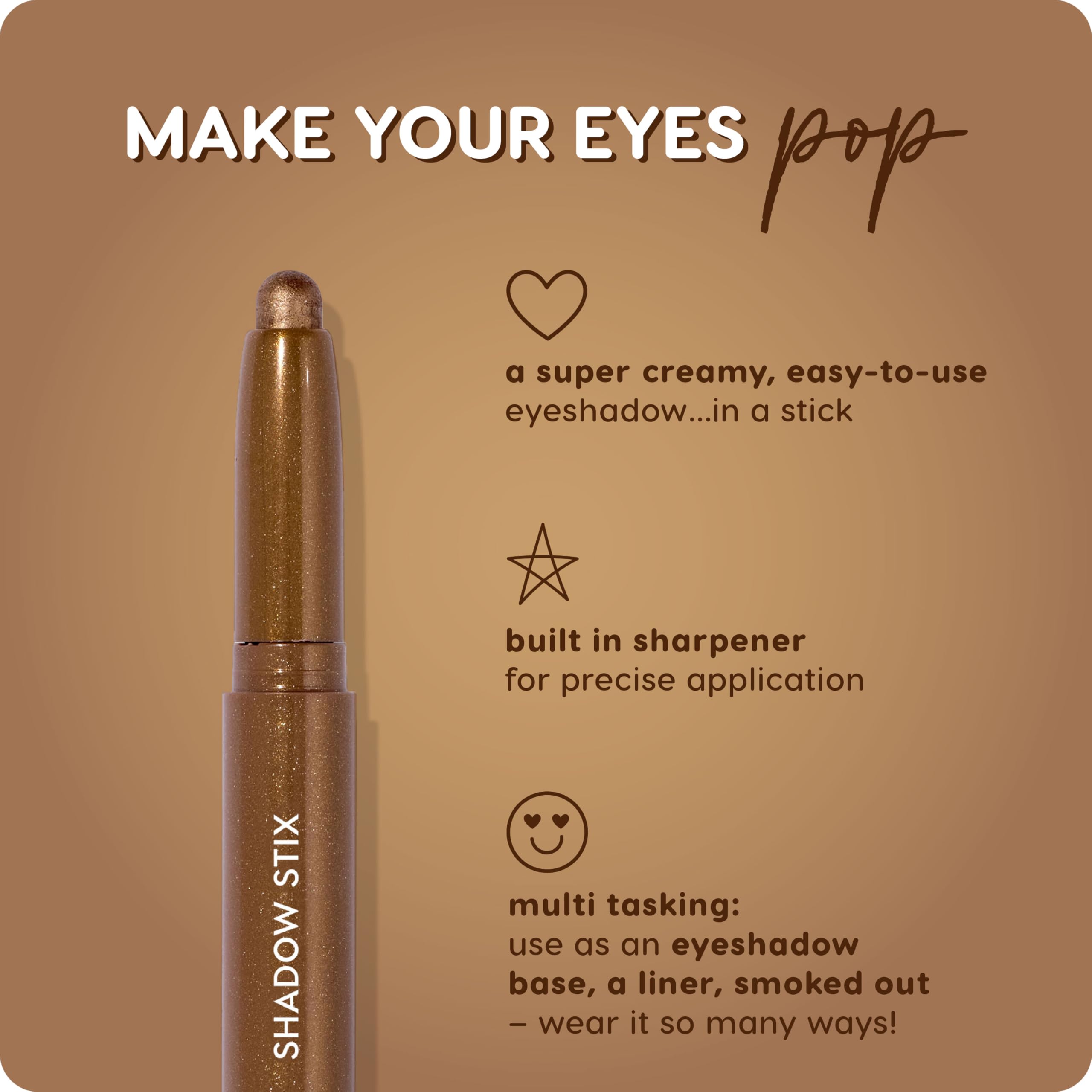 ColourPop Shadow Stix - Cream Eyeshadow Stick with Long-Lasting Color - Multi-Use Cream Makeup with a Built-In Sharpener & Precise Tip for Easy Application - Quokka (0.05 oz)
