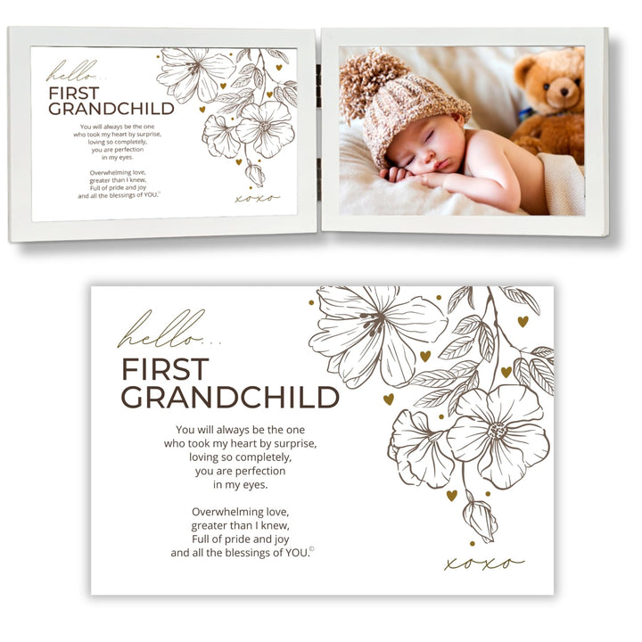 First Grandchild Gift for New Grandparents - Poetry Frame (White)