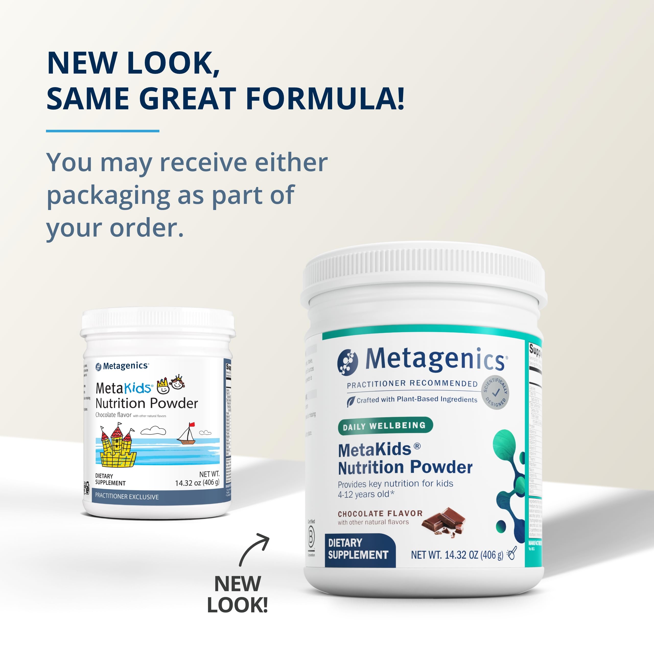 Metagenics MetaKids Nutrition Powder - Kids Multivitamin Powder - with Prebiotics, DHA, Protein & Amino Acids - Complete Protein - Non-GMO & Gluten Free - Chocolate - 14.32 oz
