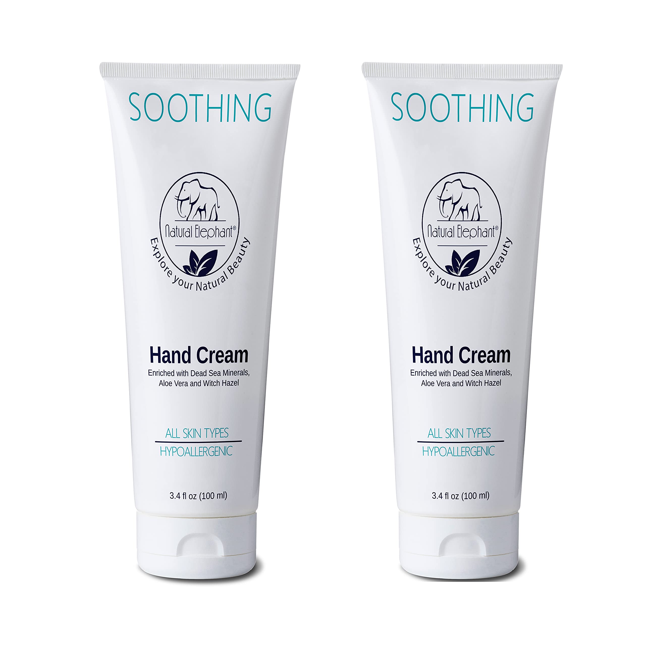 Dead Sea Soothing Hand Cream with Dead Sea Minerals 3.4 fl oz (Pack of 2) by Natural Elephant