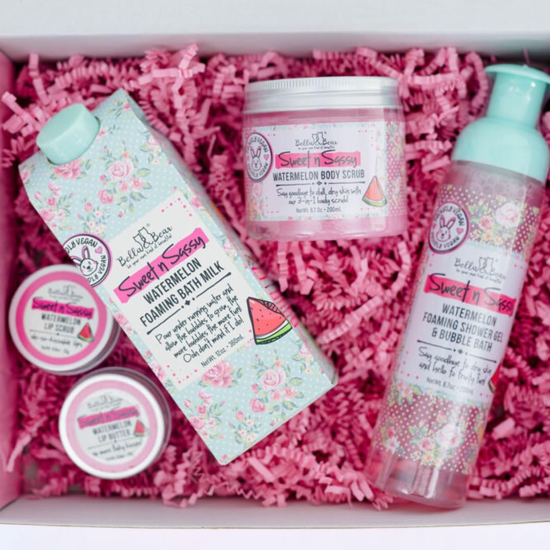 Bella & Bear Sweet n Sassy Watermelon Body Scrub, 3-in-1, 6.7 Oz, Exfoliating, Cleansing, Moisturizing