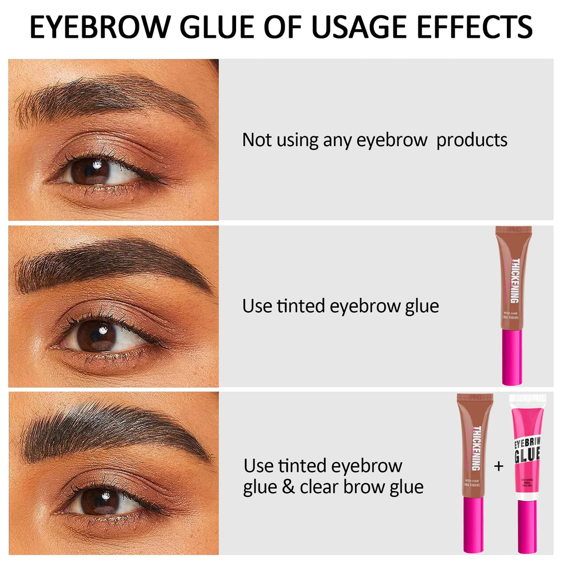 Jutqut Waterproof Tinted Brow Gel Kit- 1 Tinted Thickening Eyebrow Gel & 1 Clear Setting Brow Glue, Extreme Hold, Brow Fast Sculpt, Waterproof, Transfer-proof, with 1 Brow Razor & 1 Brush #04