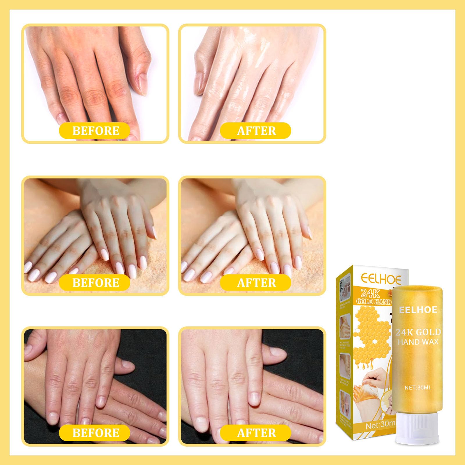 Grospe Honey Peel Off Hand Mask,Moisturizing Repairing Hand Mask,Exfoliating Hand Peeling Mask,Repair Rough Skin for Men & Women
