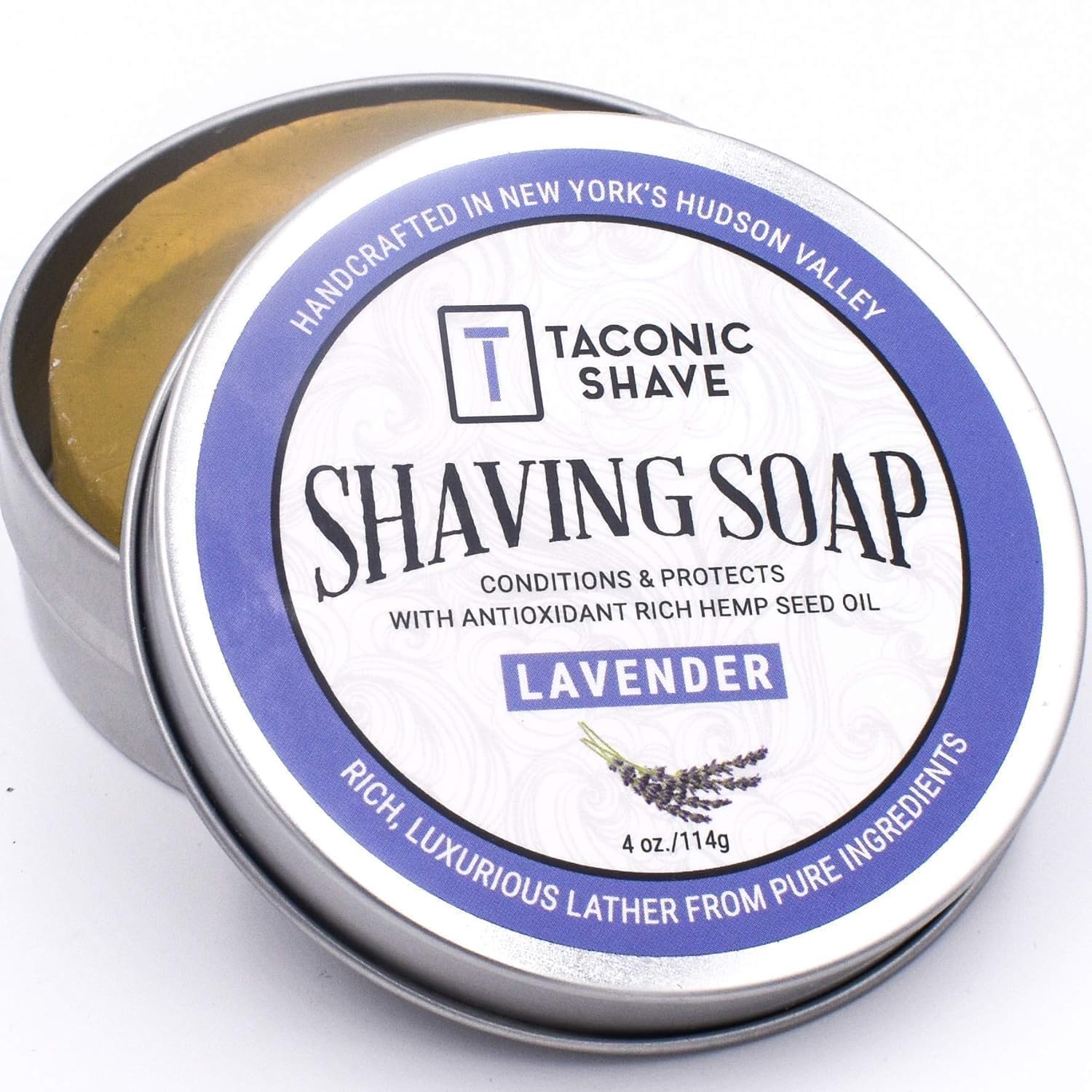 Taconic+Shave Barbershop Quality Lavender Shaving Soap With Antioxidant Rich Hemp Seed Oil