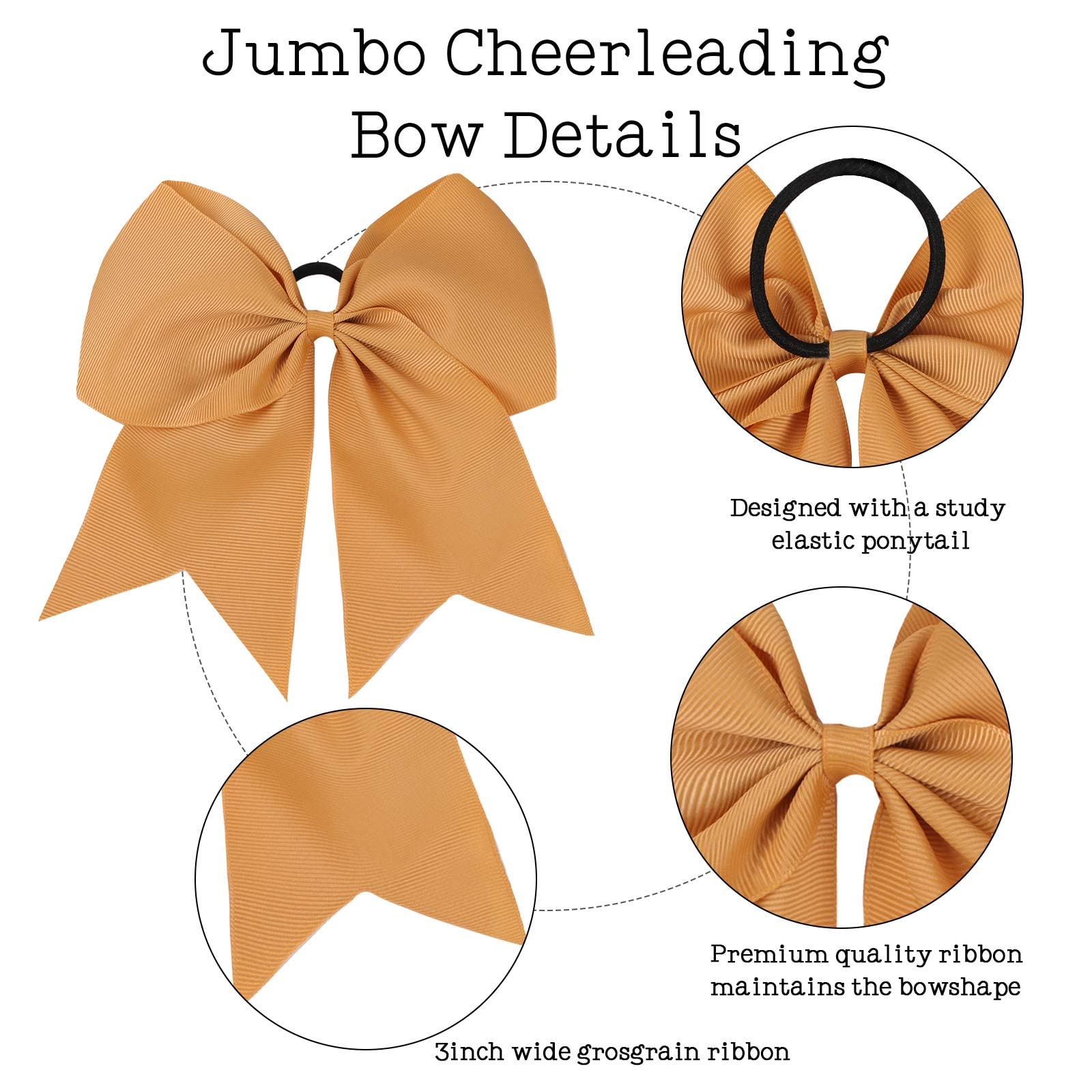 16PCS 8 Large Cheer Hair Bows Ponytail Holder Elastic Band Handmade for Cheerleading Teen Girls College Sports (Multi-colored, 1 Count (Pack of 16))