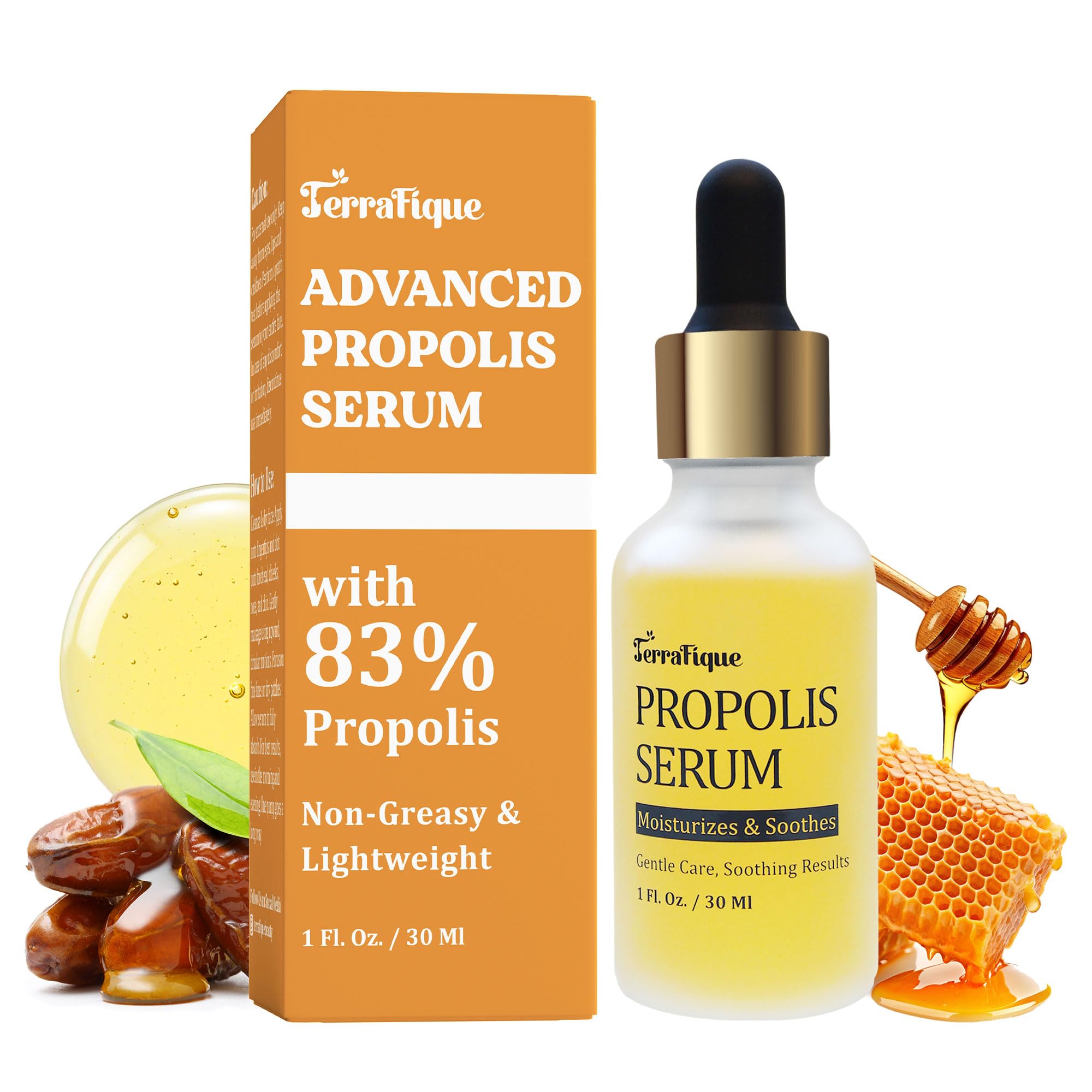 Terrafique Advanced Propolis Serum with Niacinamide - Hydrating Face Serum - All Skin Types - Anti Aging - 1 Fl. Oz.