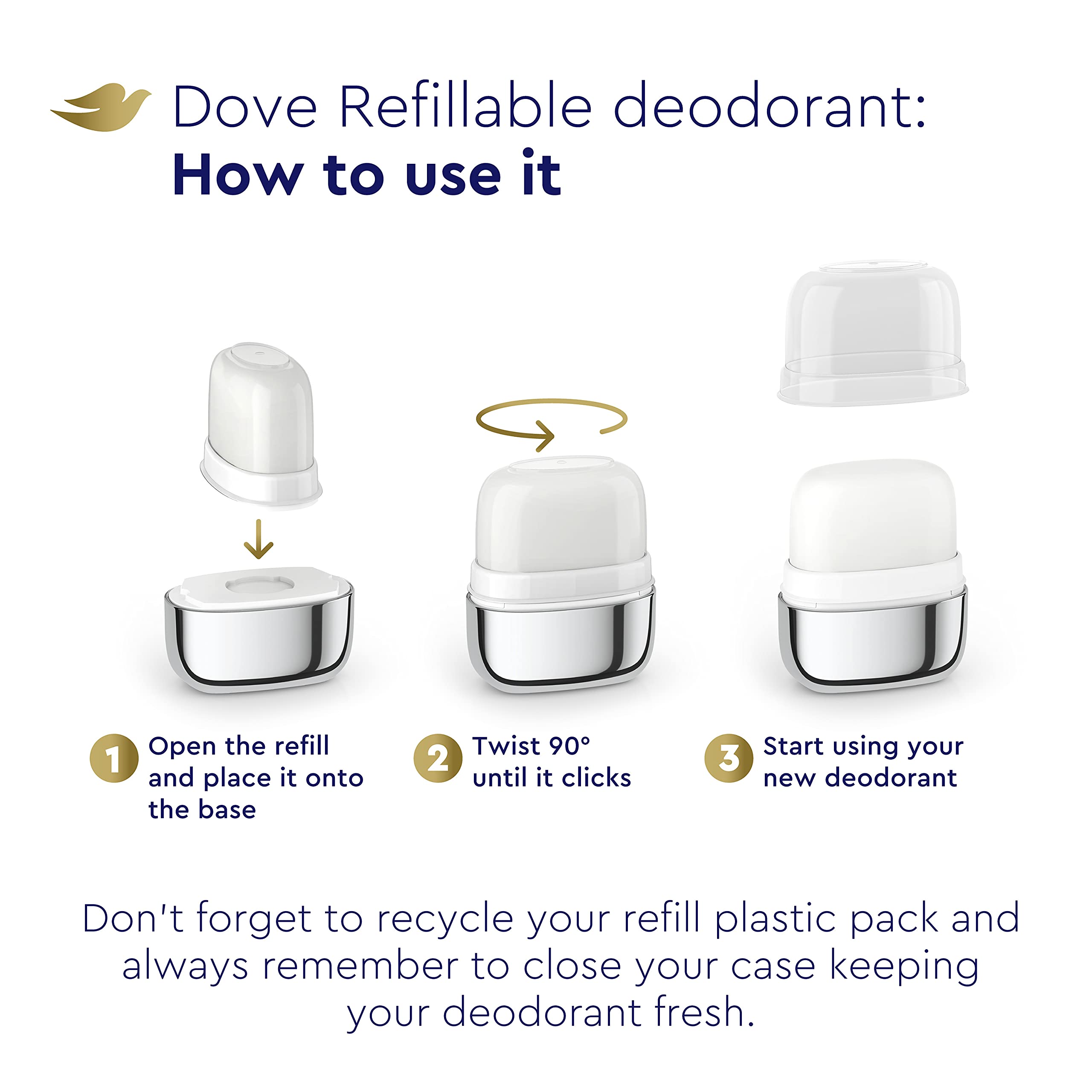 Dove Unisex Refillable Fruity Scent Deodorant Roll On Starter Kit Aluminum Cucumber & Green Tea Aluminum Free Deodorant 1.13 Oz, Pack Of 1