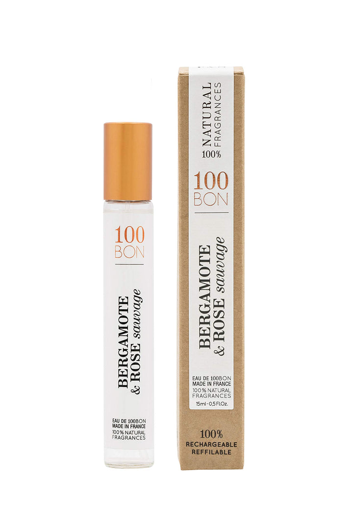 100BON Bergamote & Rose Sauvage ââ‚¬â€œ Bergamot & Wild Rose Fragrance for Women & Men ââ‚¬â€œ Invigorating Organic Fragrance with Spicy, Citrus & Rose Water Fragrance - 100% Fragrance Spray, 0.5 F