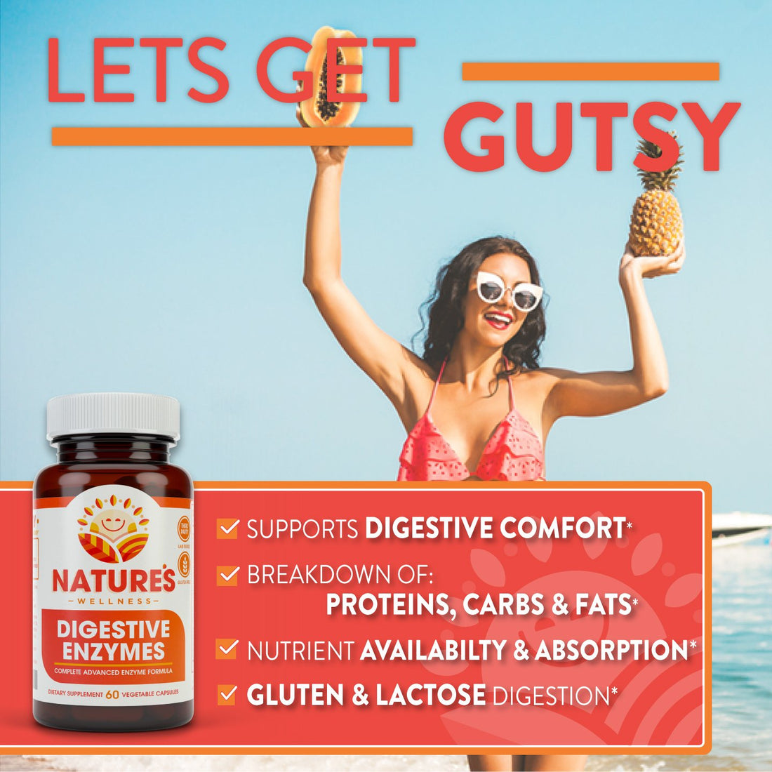 Digestive Enzymes Complete - Advanced Multi Enzyme Supplement for Better Digestion & Absorption. Help Gas Relief, Discomfort, Bloating, IBS, Gluten & Lactose Intolerance
