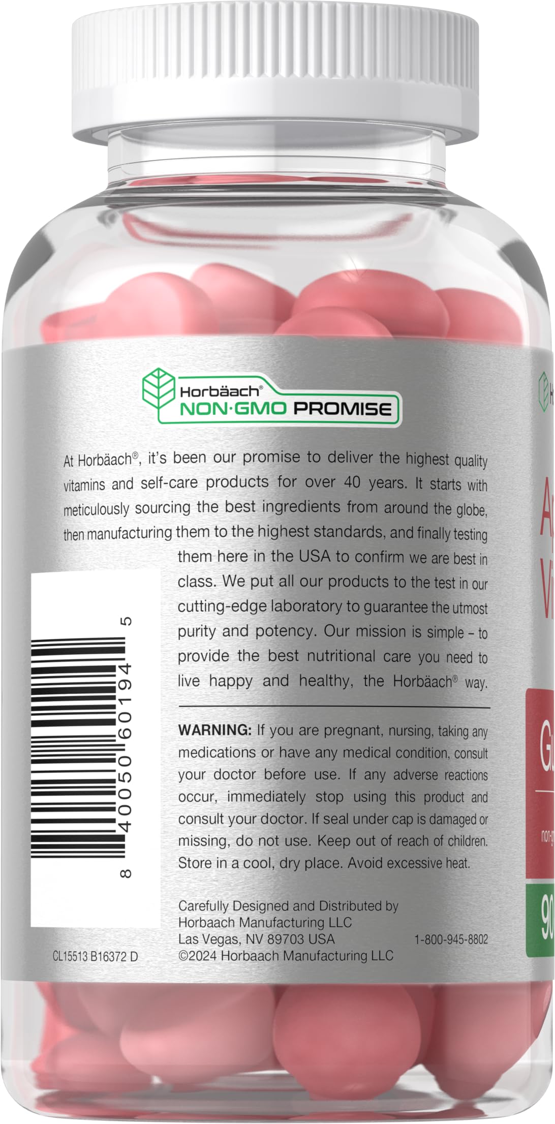 Horbäach Vegan Apple Cider Vinegar Gummies | 90 Count | ACV Supplement | Apple Flavor | Non-GMO, Gluten Free Gummies for Adults