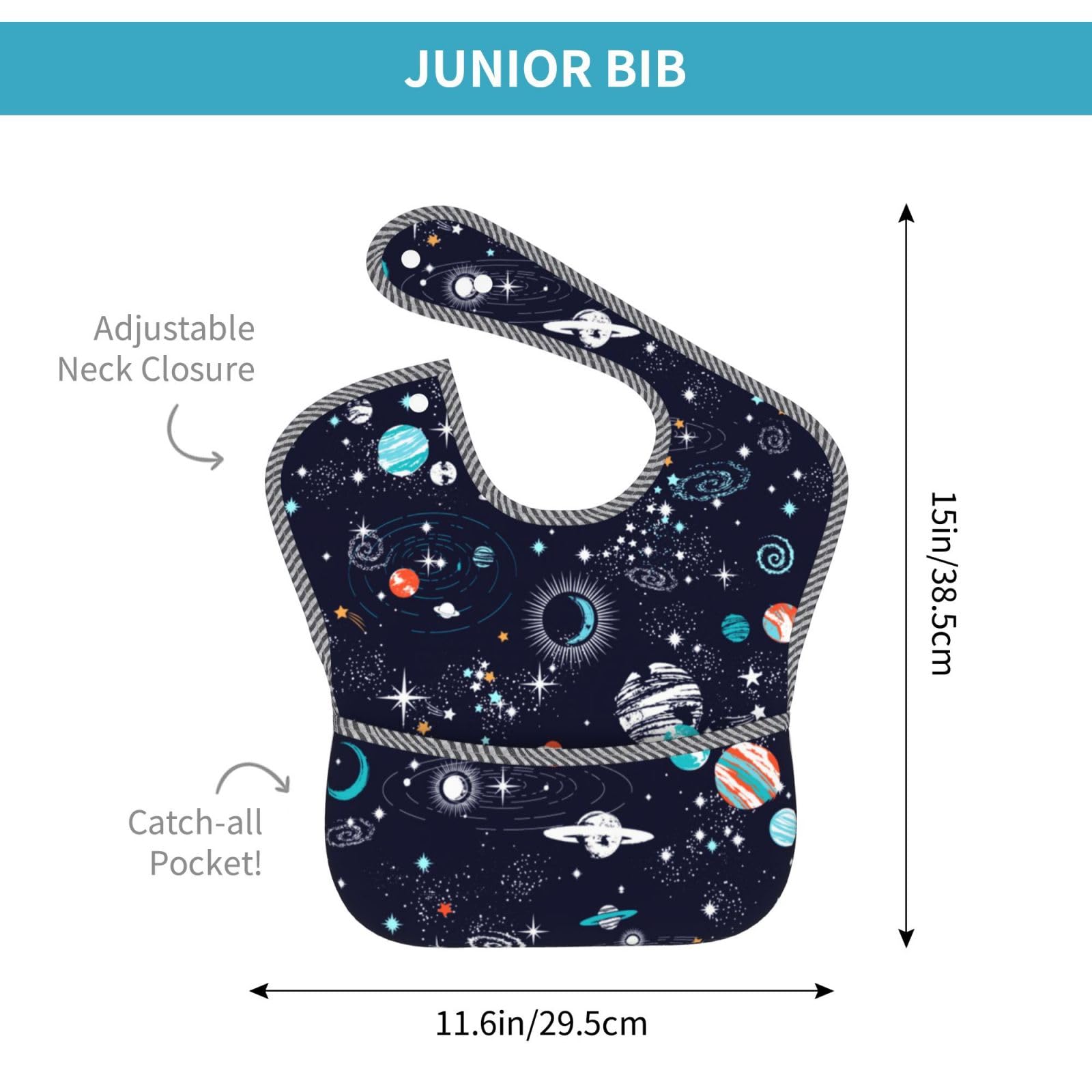 Qwalnely Space Bibs Baby Stuff 2Packs for 6-24 Months Waterproof Washable Fabric (Space)