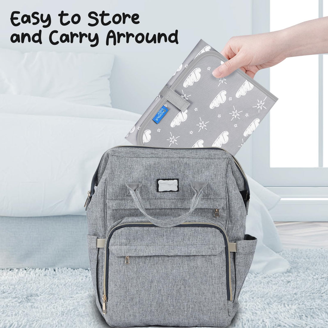 Baby Portable Changing Pad Travel - Waterproof Compact Diaper Changing Mat with Built-in Pillow - Lightweight & Foldable Changing Station, Newborn Shower Gifts