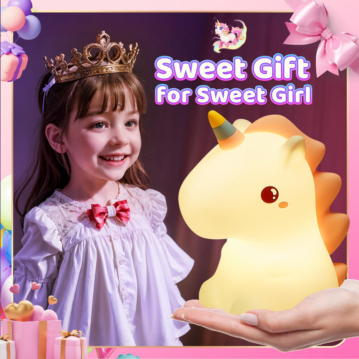 Unicorn Night Light for Kids,16 Colors Kids Night Light, Silicone Baby Night Light, Dimmable Toddler Night Light, Rechargeable Night Light for Kids, Protable Nightlight for Kids Room Gifts for Girls