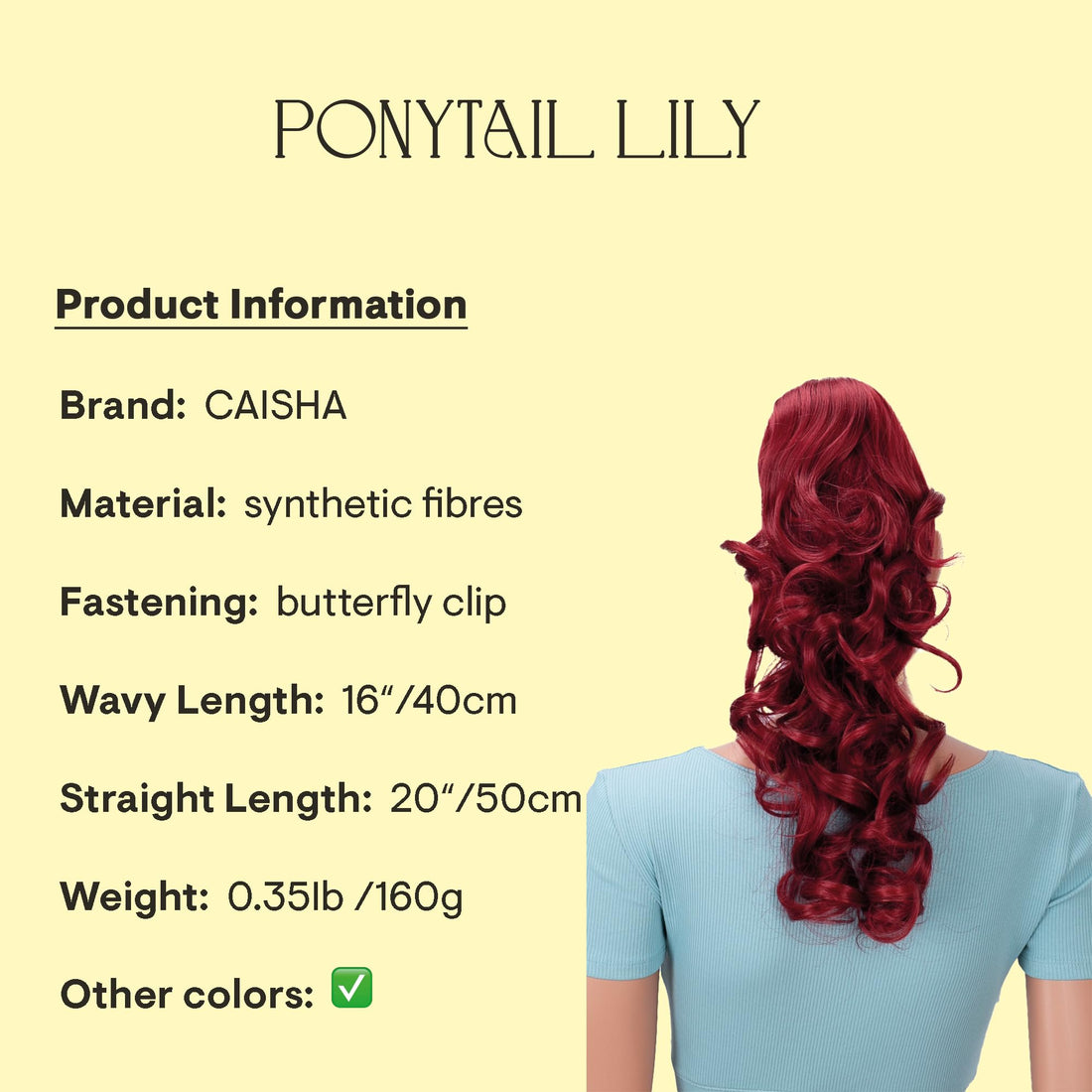 Prettyshop Hairpiece-Ponytail Red # 113A H217: Prettyshop 20 Hair Piece Pony Tail Clip On Extension Voluminous Curly Heat-Resisting Red # 113A H217