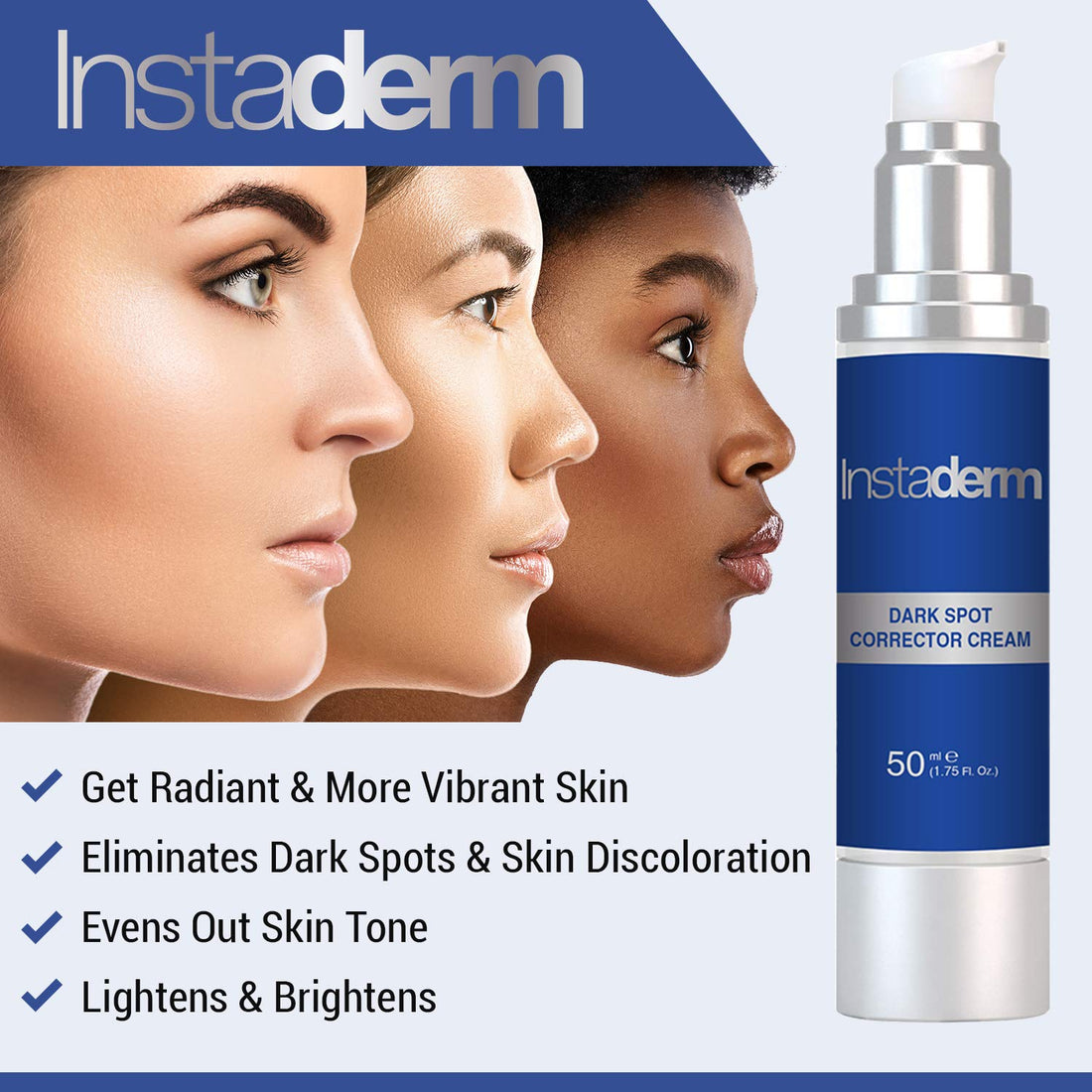 Instaderm Anti Aging Dark Spot Corrector Cream- Naturally Fades Dark Spots, Sun Spots, Age Spots, Acne Blemish Scars, Brown Spots & Freckles for Brighter Lighter Hydrated Looking Skin.