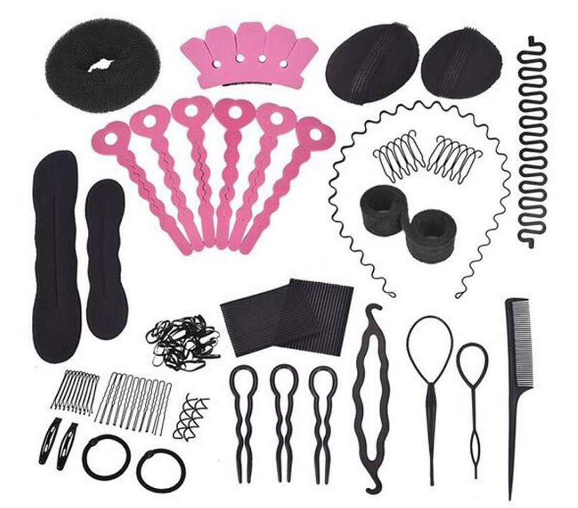 erioctry Set of 20 Donut Bun Maker Fashion Hair Design Styling Accessory Maker Pads Hairpins Hairabands Clips Donut Maker Hair Braiding Tool Kit for Ladies Girls DIY Magic Hair Twist Styling Set