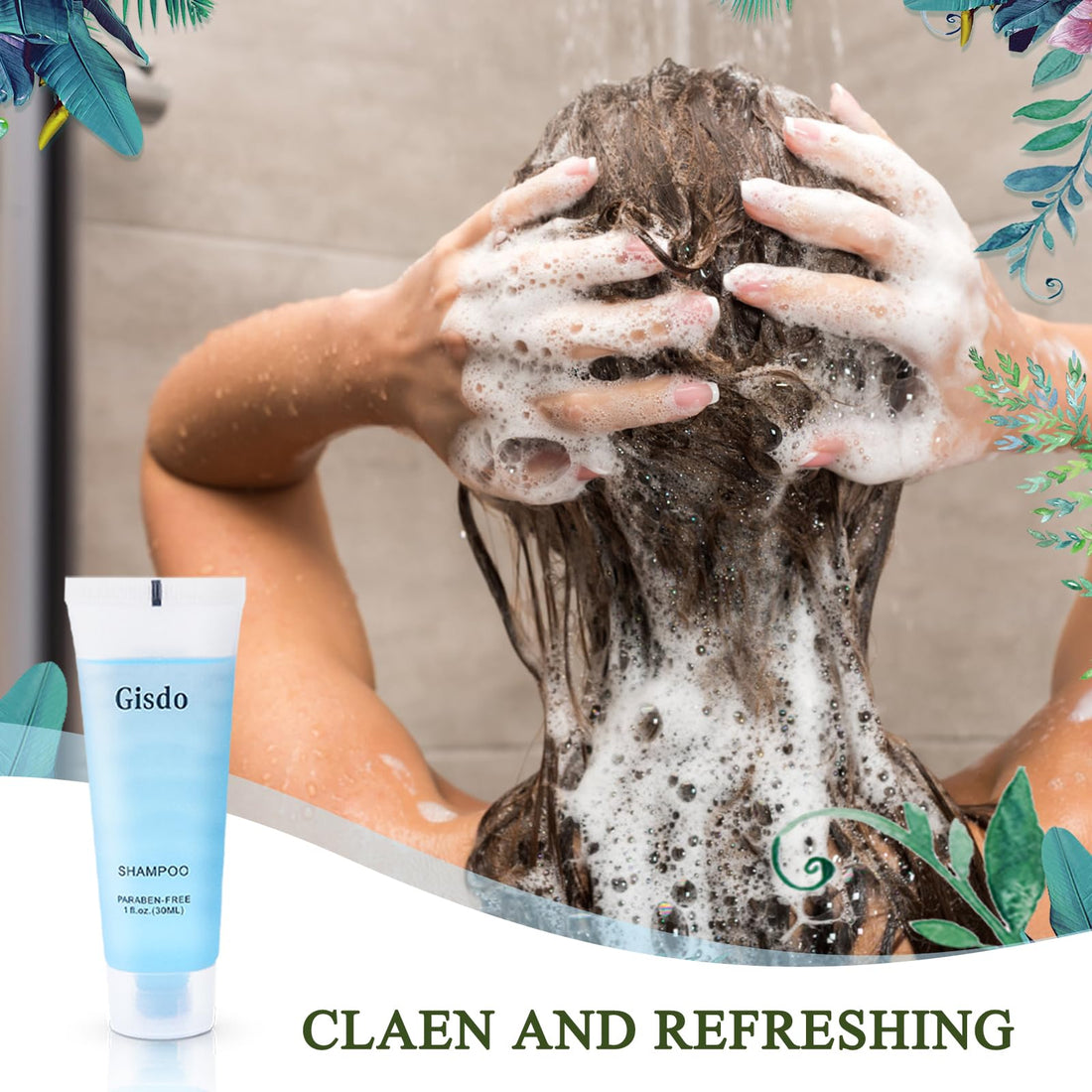 Gisdo 50 Pack Travel Size Shampoo Bulk, 30mL, 1 oz Hotel Shampoo Supplies for Guests, AirBnB Essentials, Travel Size Toiletries Bulk