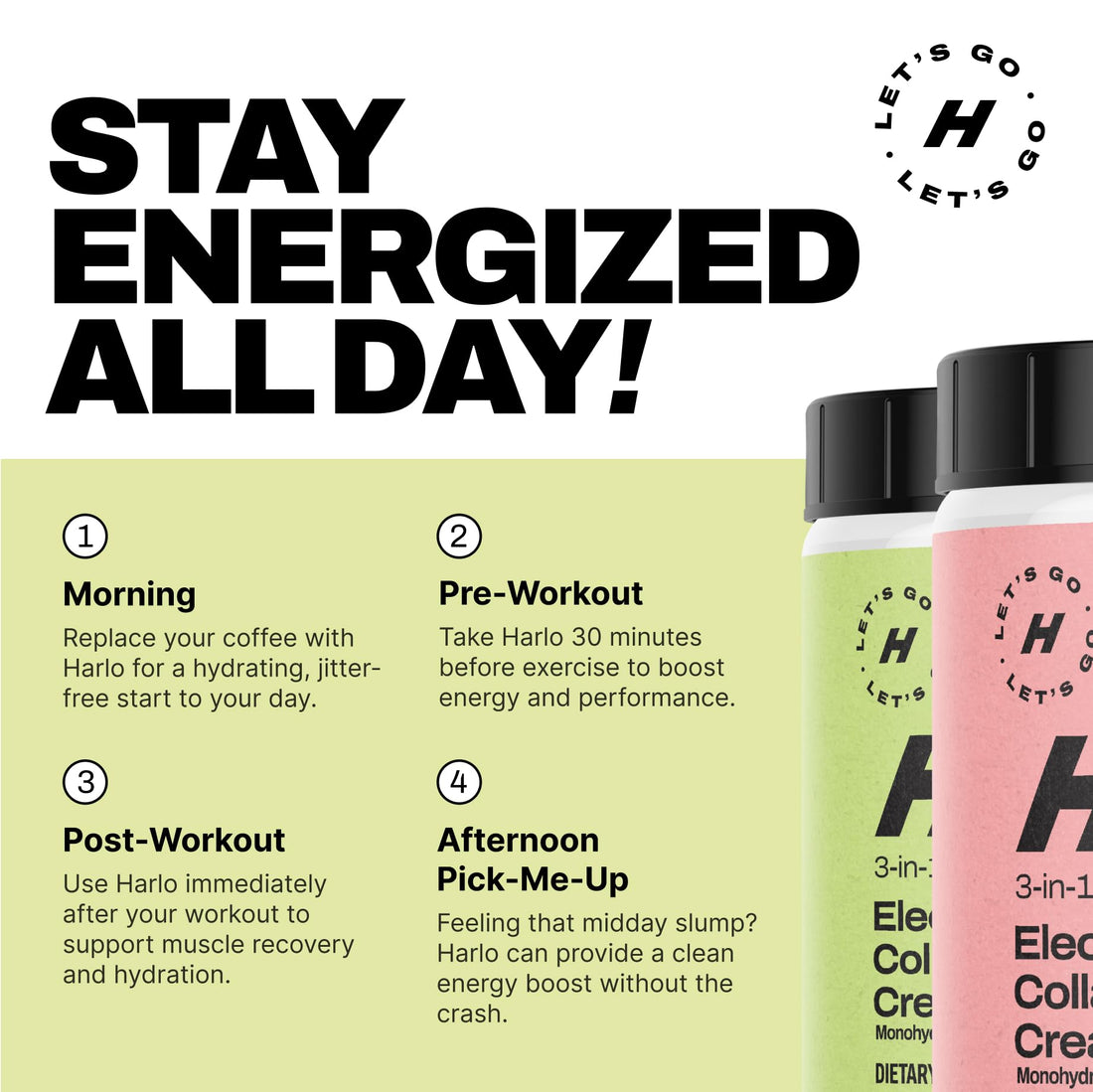 Harlo - Raspberry Salt Electrolyte Drink Mix with Bovine Collagen & Creatine- Creatine Monohydrate Powder - Energy Drink Powder - Pre Workout Powder - Sugar Free Energy Drinks - Post Workout Recovery