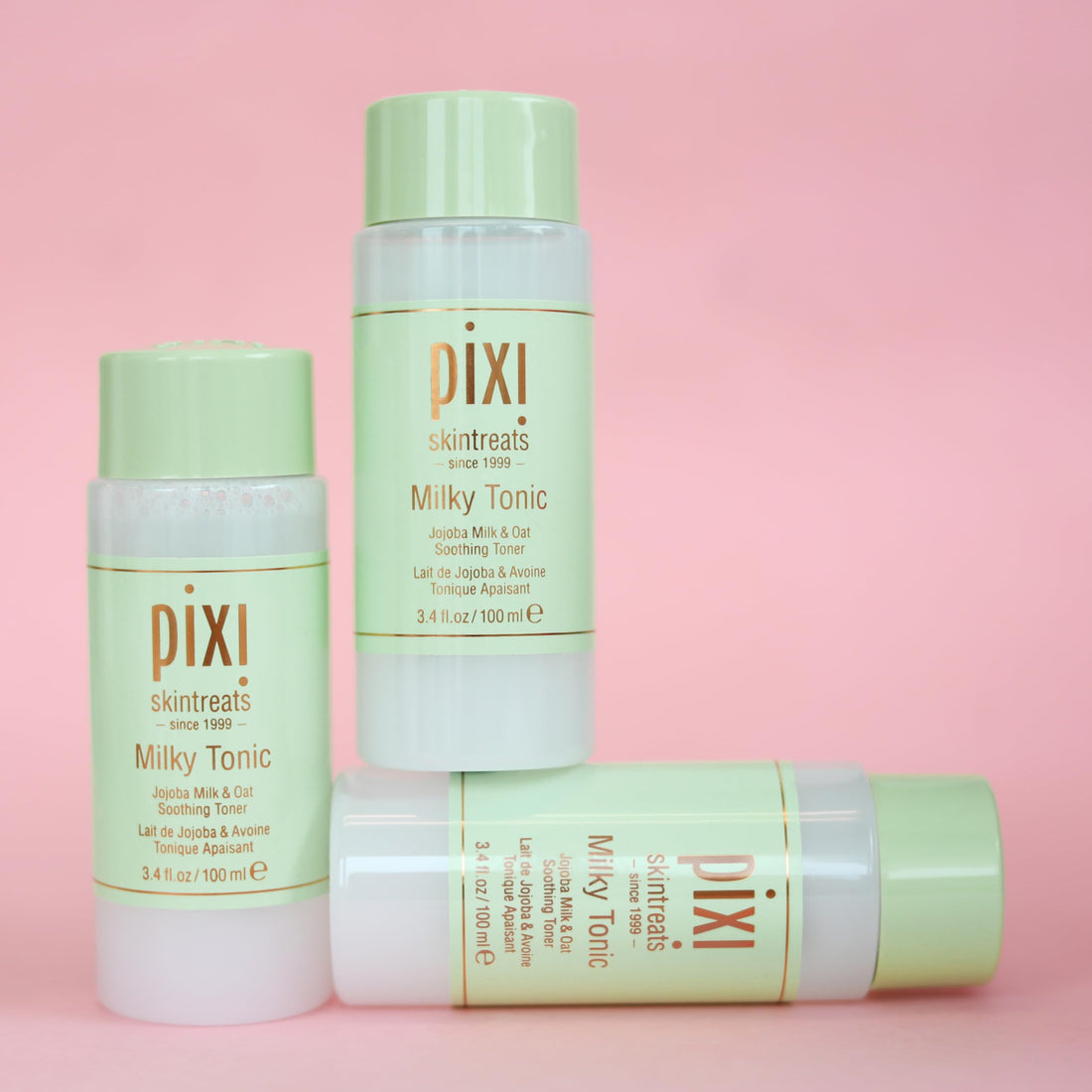 Pixi Milky Tonic, Calming & Hydrating Pads Containing Jojoba Milk, Infused with Oat Extract to Soothe, Alcohol-Free Daily Nourishing Toner, 3.4 fl oz/ 100 mL