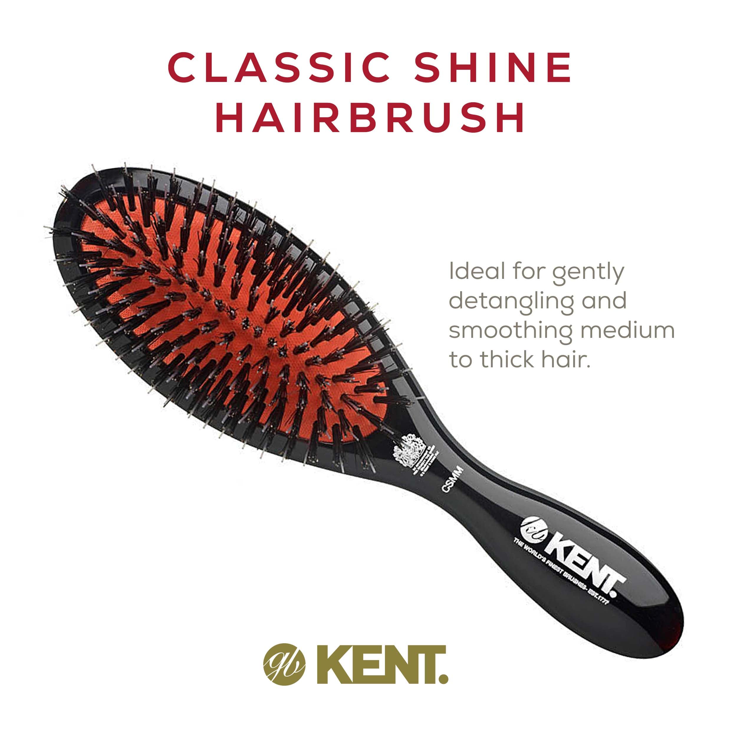 Kent CSMM Ruby Pure Black Natural Bristle Medium Dressing & Styling Premium Brush