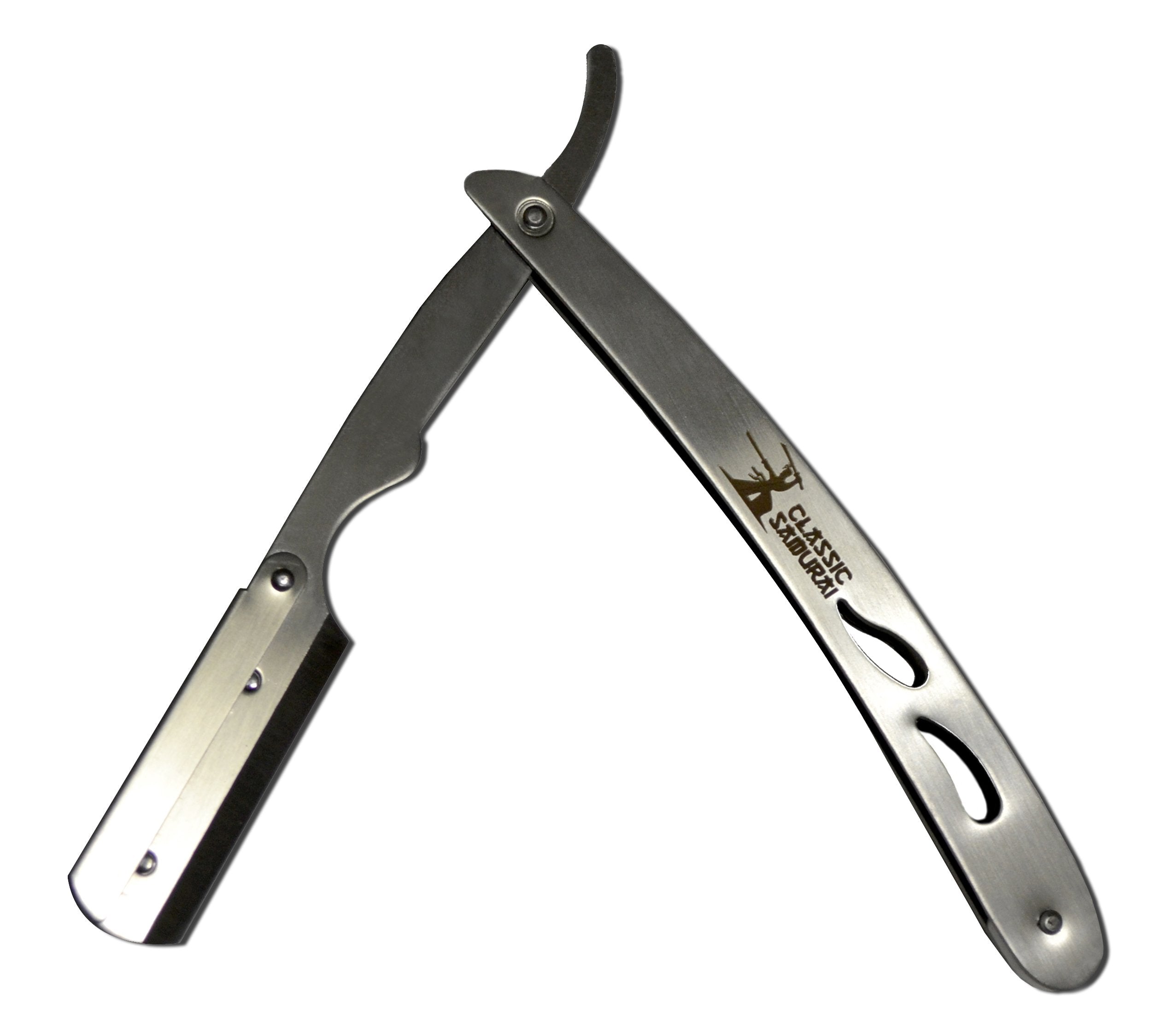 Classic Samurai CS-102 Stainless Steel Professional Barber Straight Edge Razor with 100 Lord Single Edge Razor Blades (Silver Metal)
