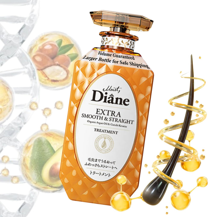 Moist Diane Keratin Hair Treatment for Frizzy Hair & Coarse Hair Women and Men, Organic Hair Care with Argan Oil & Plum Oil from Japan, Sulfate & Silicon Free, EXTRA SMOOTH & STRAIGHT, 15.2 Fl Oz