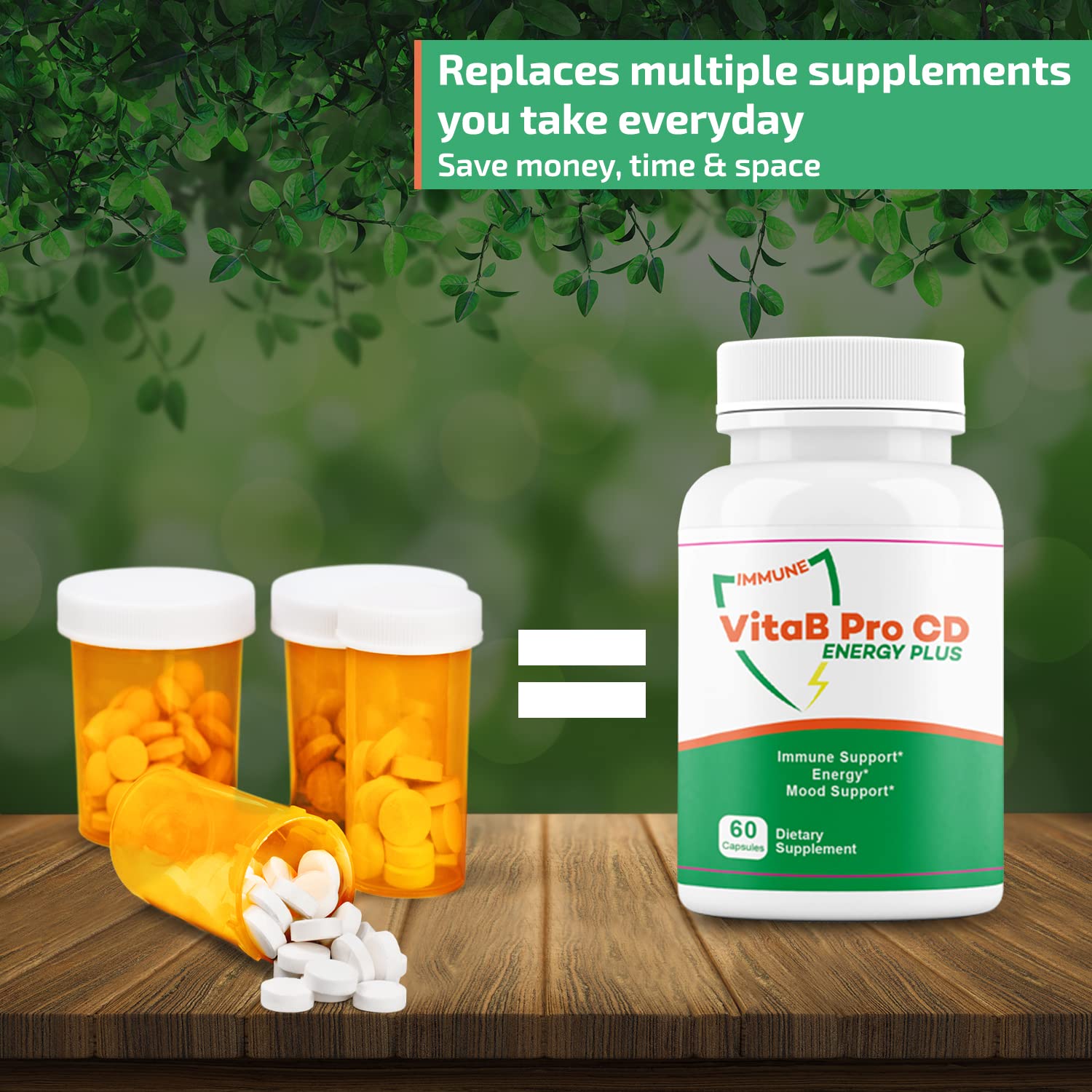 VitaB Pro CD Energy Plus - 6 in 1 Natural Energy & Immune Booster, Mood Balance