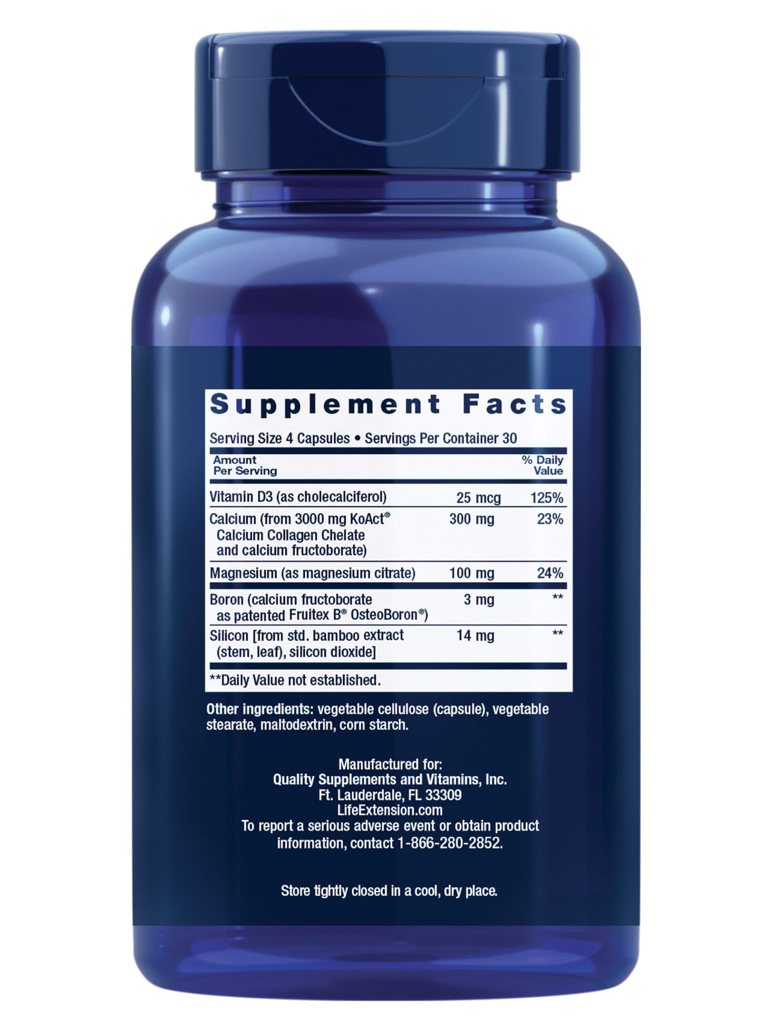 Life Extension Bone Strength Collagen Formula, Calcium Collagen chelate, Calcium fructoborate, Vitamin D3, Magnesium Citrate, Silicon, Boron, Gluten-Free, Non-GMO, 120 Capsules