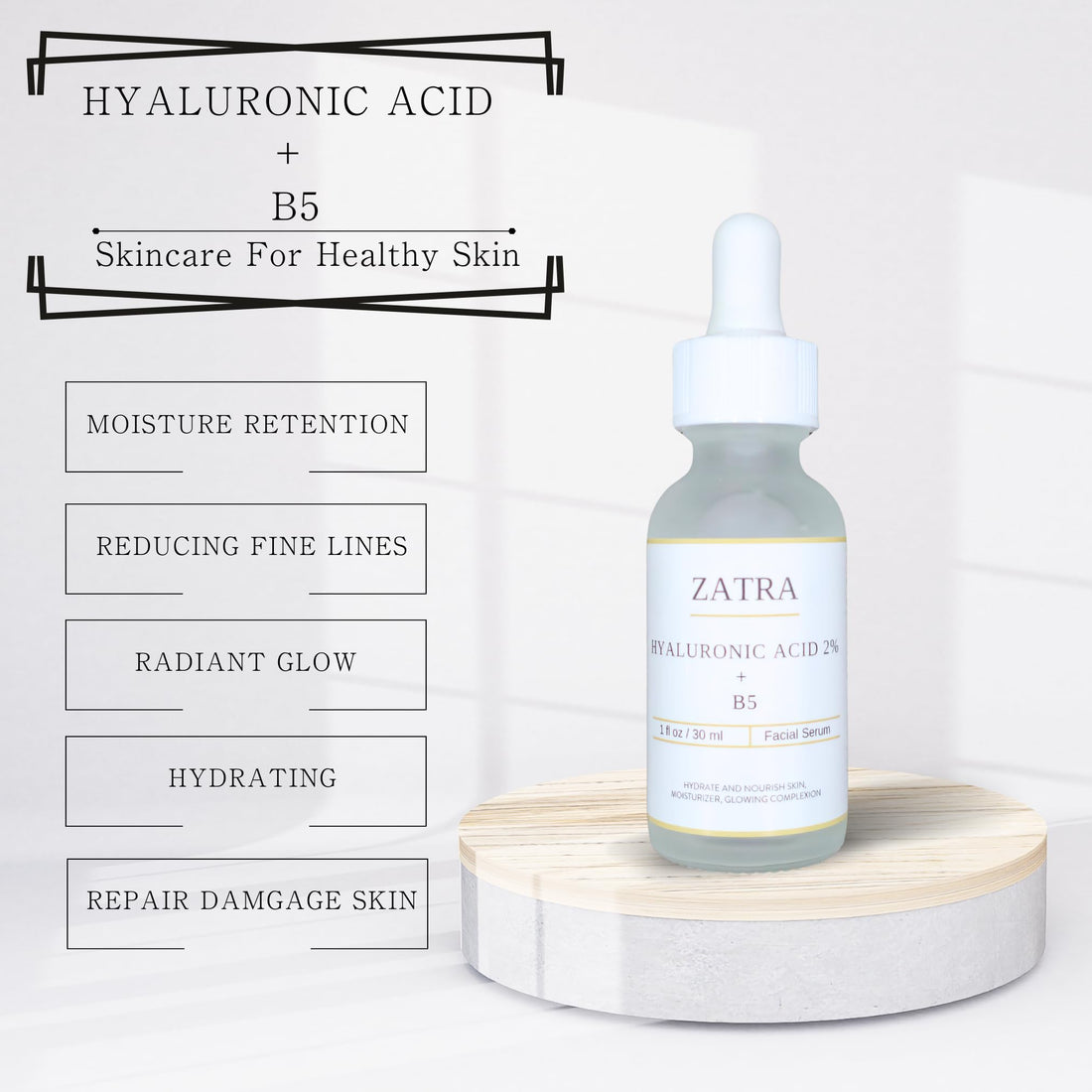 Hyaluronic Acid + Vitamin B5, Hydrating, Nourish Skin, Fine Lines, Skin Repair, Plumpness, Elasticity, Glowing Complexion, Moisture Retention