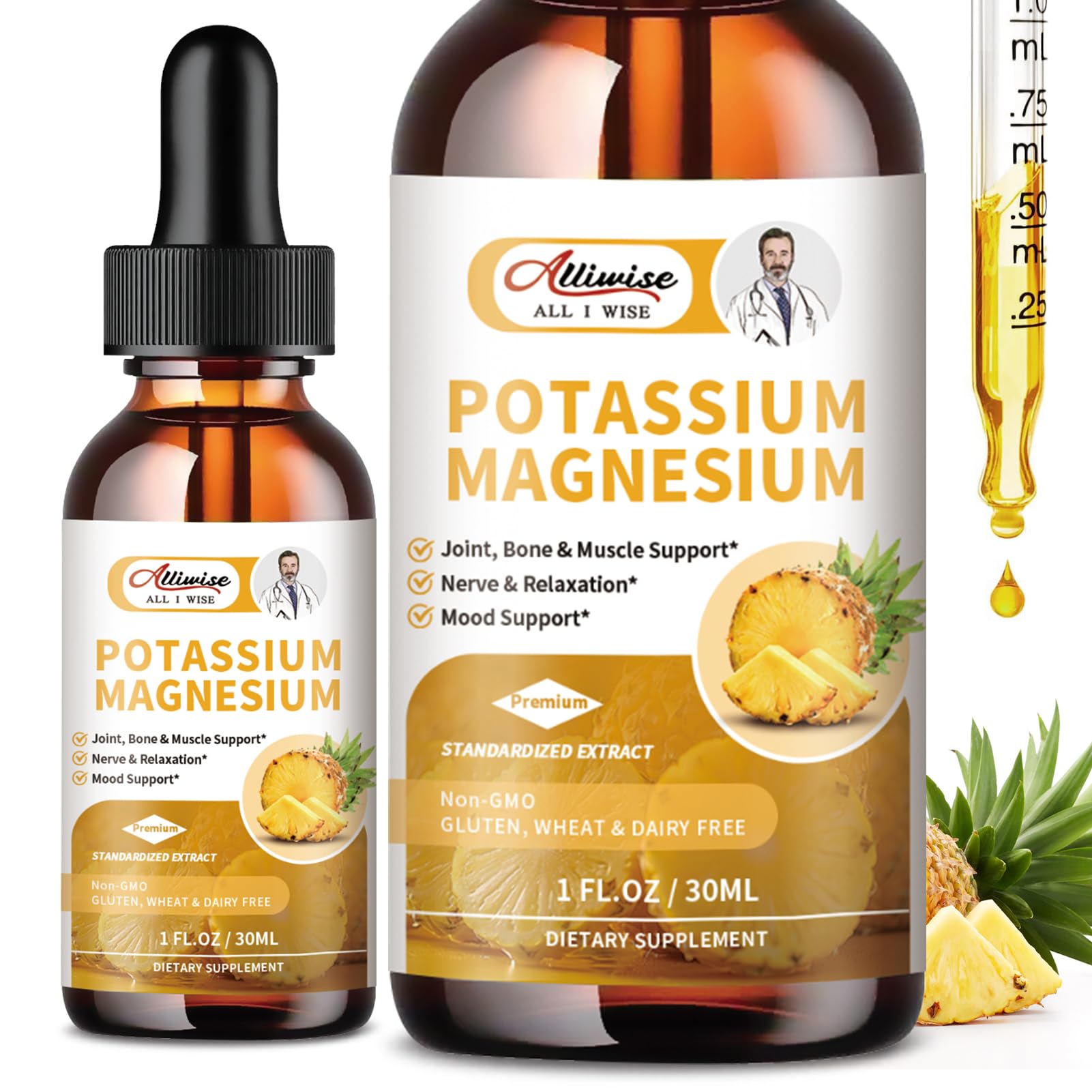 2 Pack Potassium Magnesium Supplement Liquid - High Absorption Calm Magnesium Complex 500mg & Potassium 99mg Plus Calcium, Vitamin D3, Zinc for Leg Cramps & Bone & Energy & Immune Support - 2 Fl oz