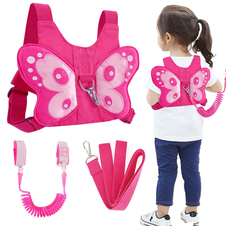 Accmor 3 In 1 Toddler Harness with Leash With Anti Lost Wrist Link, Butterfly Children Harnesses Leashes, Cute Kids Walking Wristband Assistant Strap Tether for Baby Girls