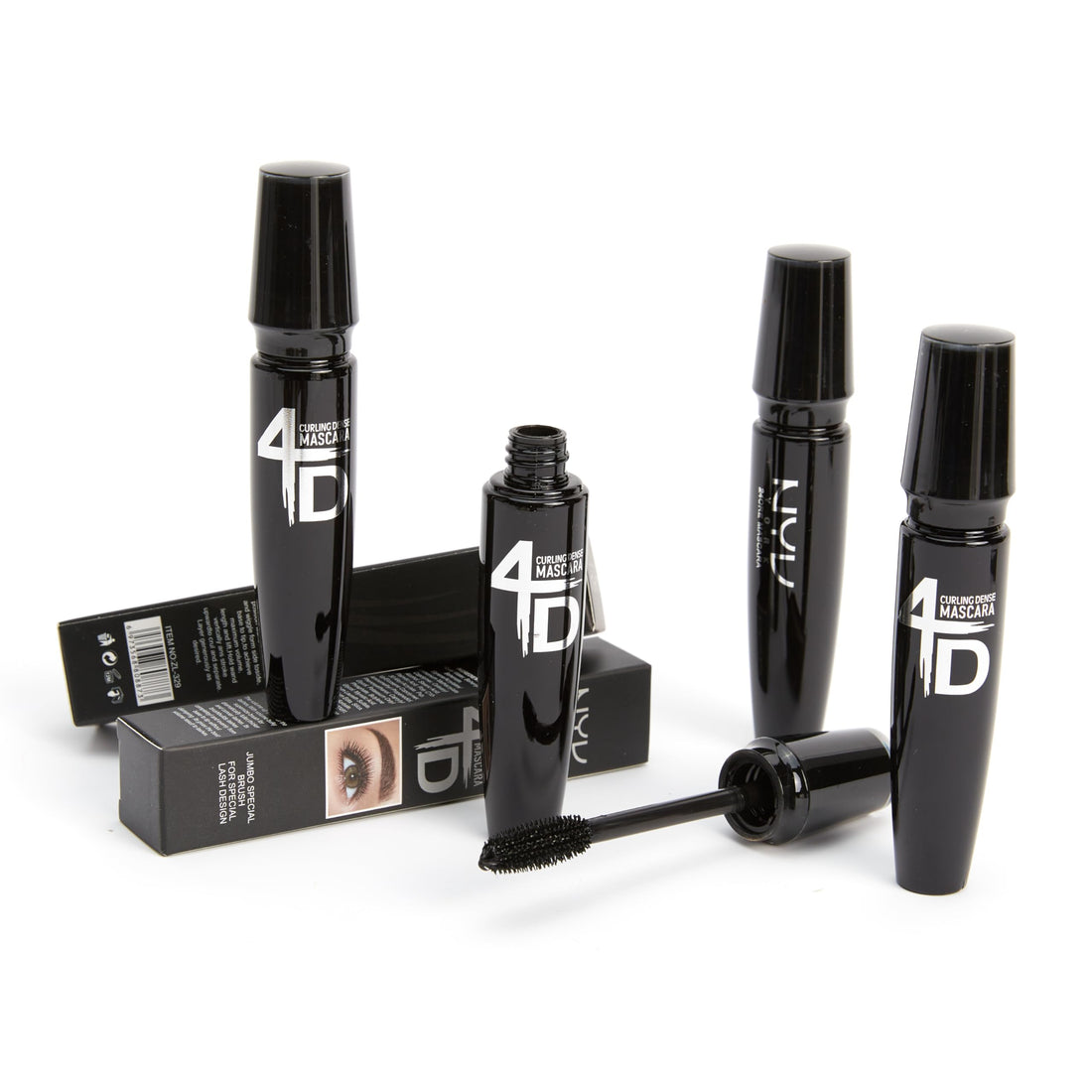 4D Mascara for Eyes & Eyebrows – Water Resistant Volumizing, Smudge-Proof Formula with Jumbo Special Brush - Long-Lasting Lash Fixation, Peptide Care, Hypoallergenic, Washable, Safe for Sensitive Skin