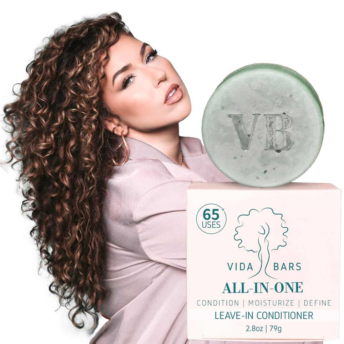 VIDA BARS All-in-One Leave In Conditioner Bar for Curly Hair | All Natural Moisturizing Solid Conditioner | Color Safe, Vegan, Sulfate Free, Paraben Free, Handmade in the USA (Blue Tansy Flower Scent)