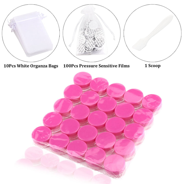 Clear: Sumdirect 100Pcs 5Gram Empty Clear Plastic Cosmetic Containers Sample Packing Portable Travel Bottle Pot Jars for Cream and Lotion with A Snoop and 10Pcs White Sheer Organz
