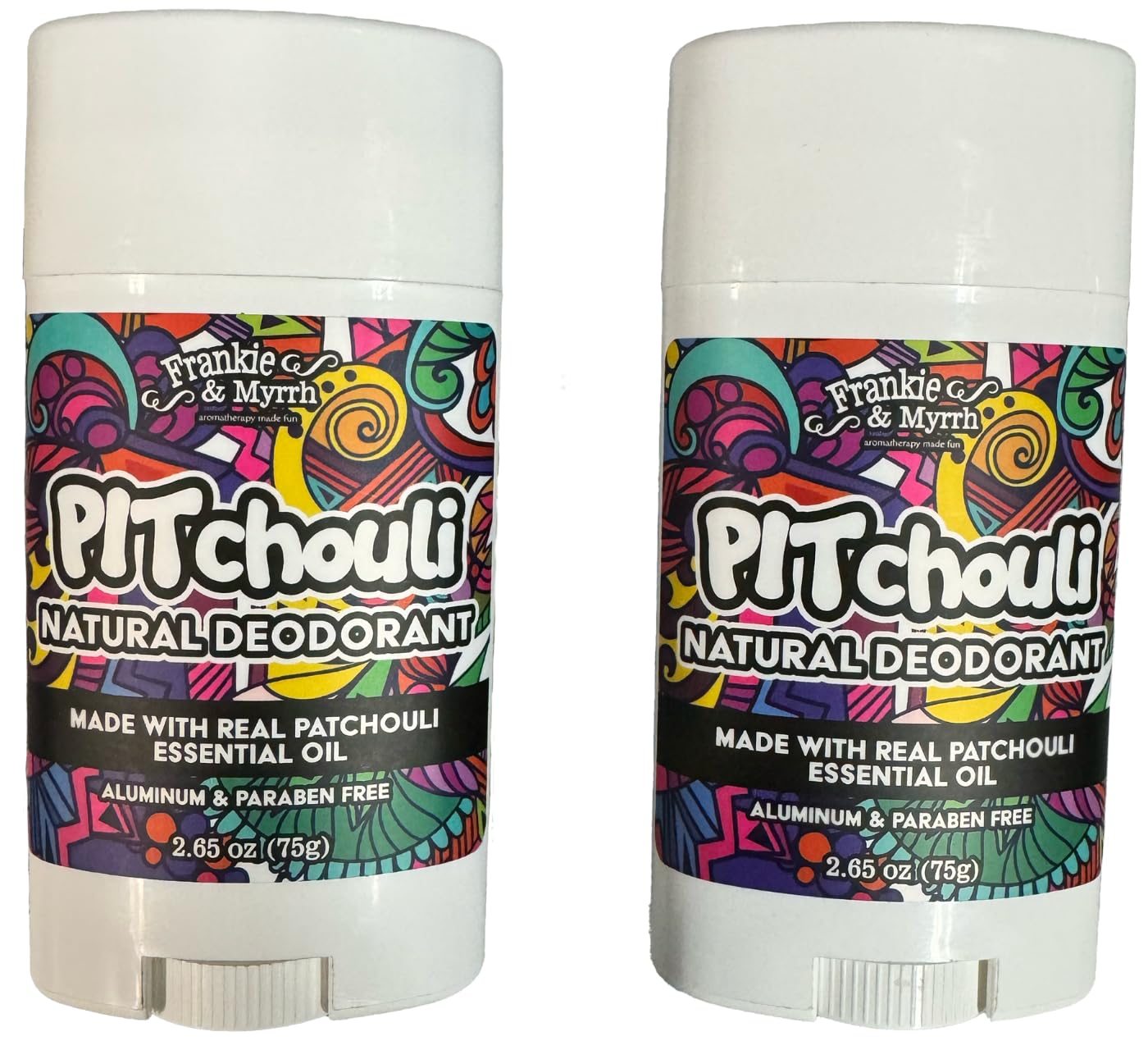 Frankie and Myrrh PITchouli 2 Pack | Natural Patchouli Deodorant for Women and Men | Real Essential Oils | Aluminum Free-Baking Soda, Coconut Oil and Shea Butter (2.56 oz) Paraben and Phthalate Free