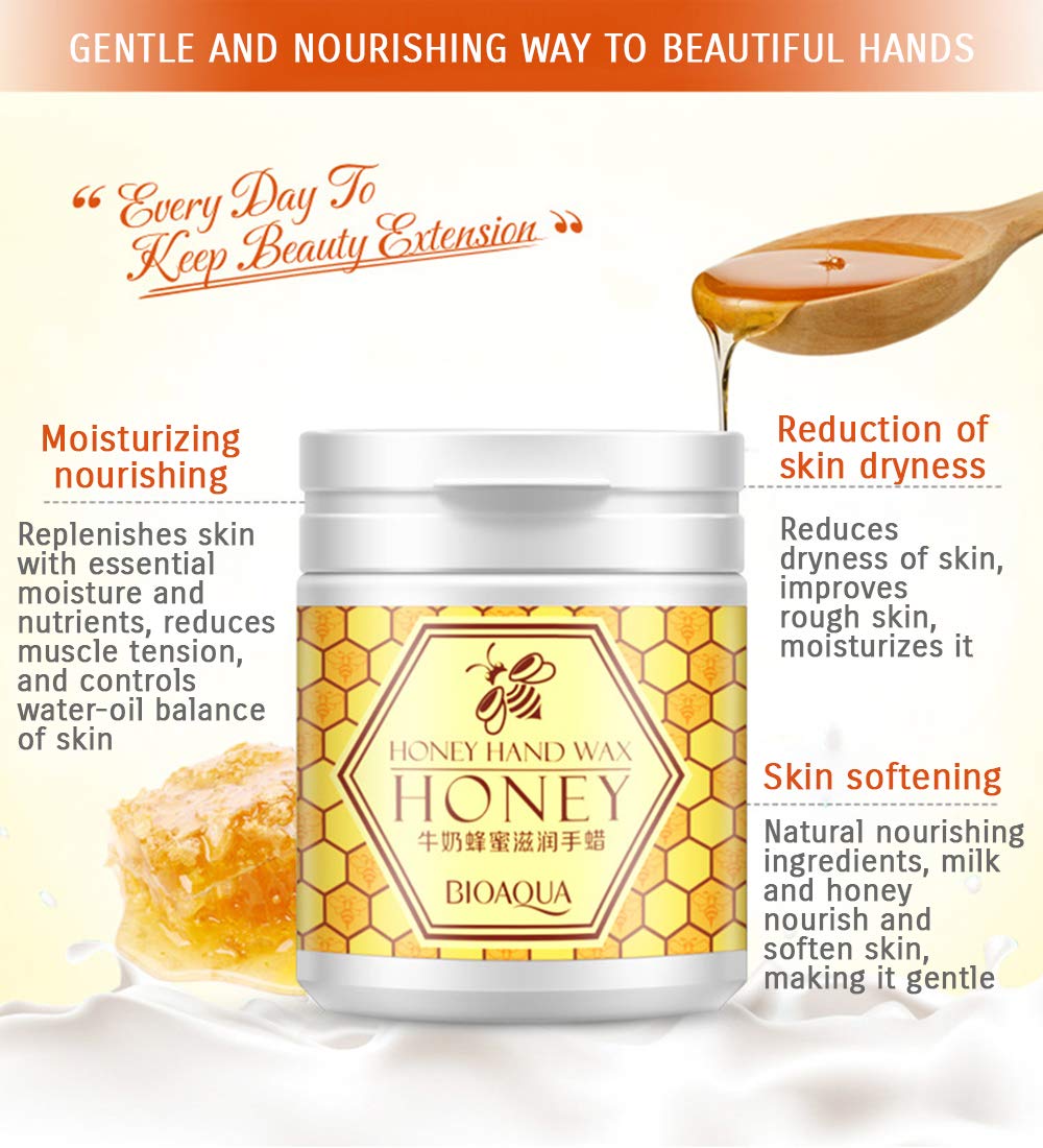 Bioaqua Natural Honey & Milk Hand Wax Moisturizes Soft Skin 170G