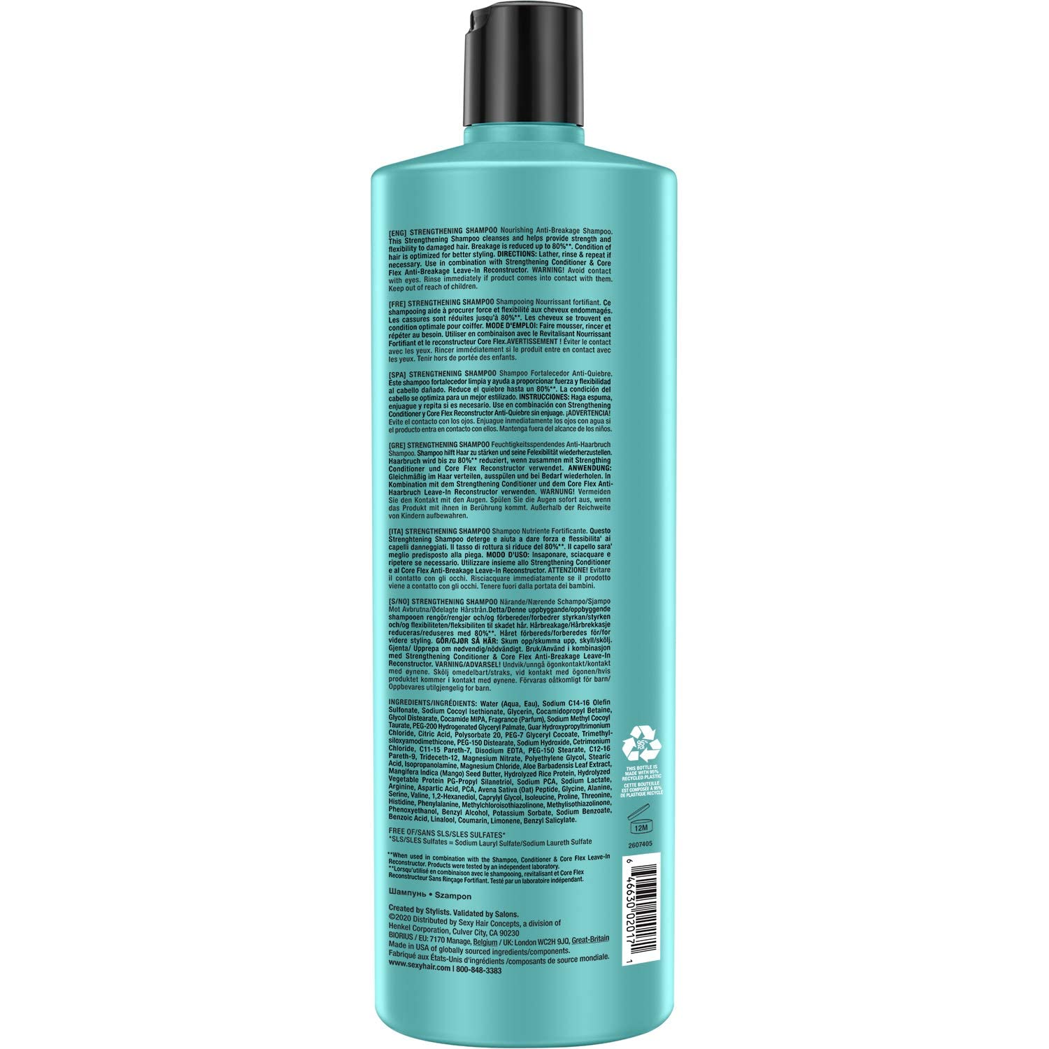 SexyHair Healthy Strengthening Anti-Breakage Shampoo, 33.8 Oz | Helps Provide Stength and Flexibility to Damaged Hair | SLS and SLES Sulfate Free