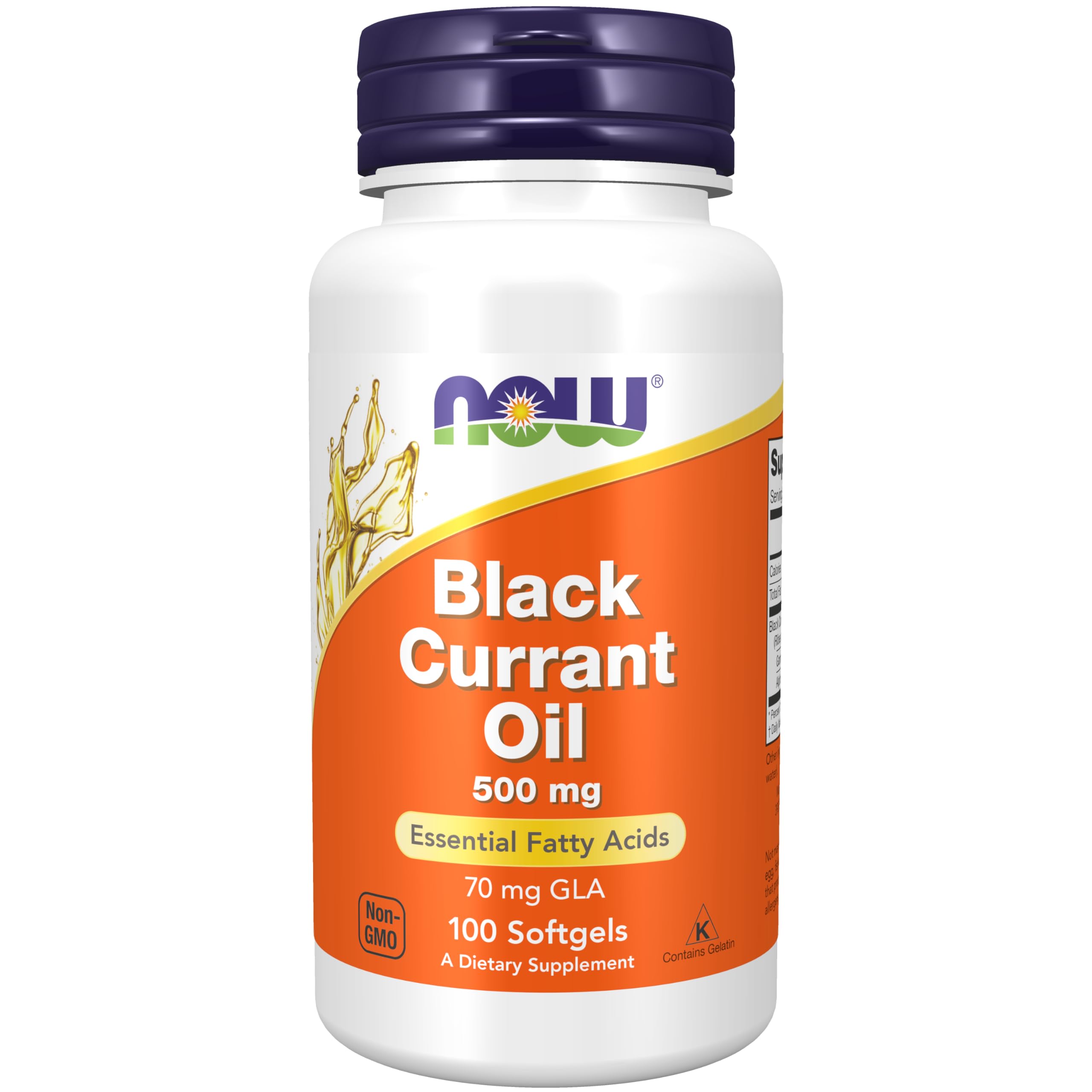 NOW Foods Supplements, Black Currant Oil 500 mg with 70mg of GLA (Gamma-Linolenic Acid), 100 Softgels