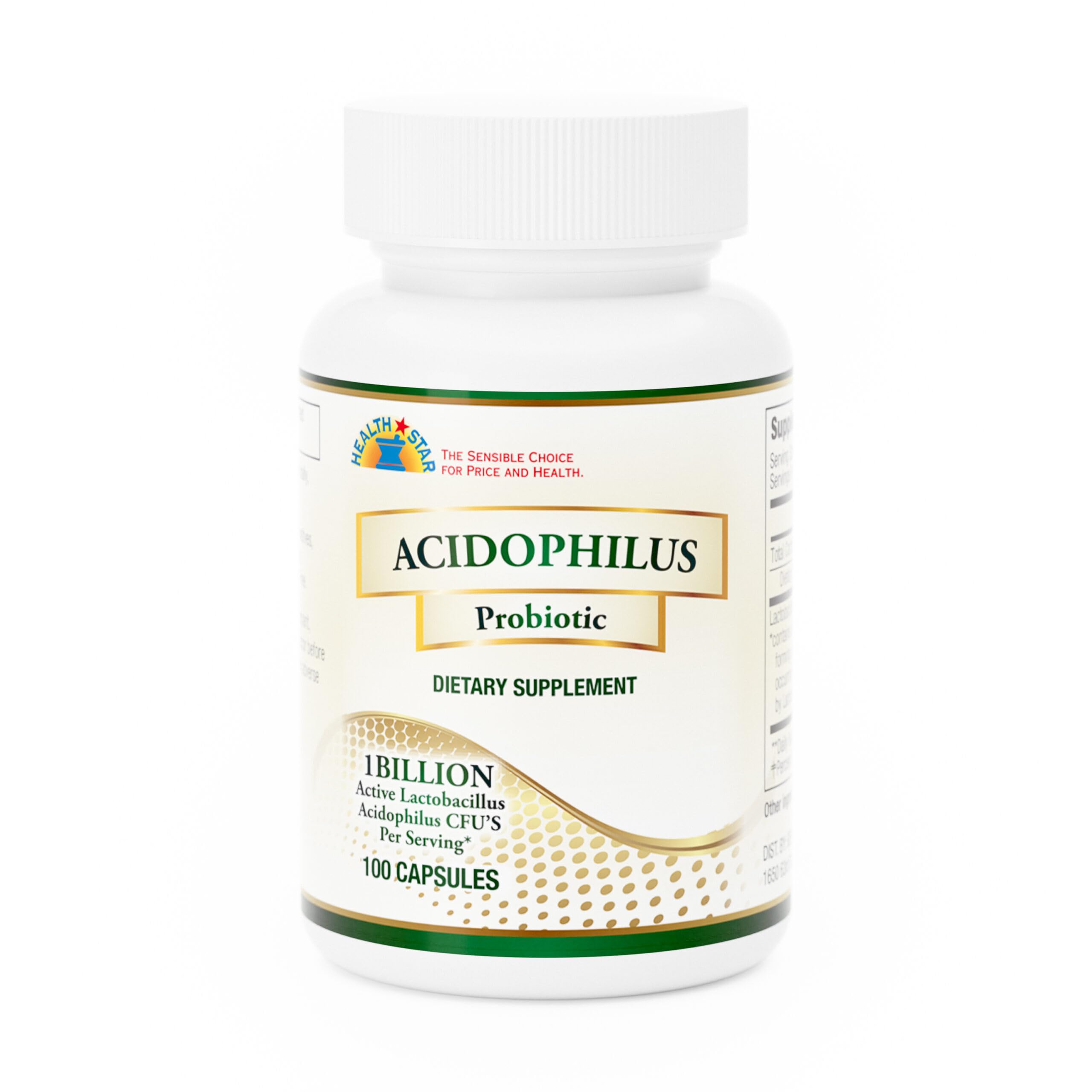 GeriCare Acidophilus 10mg Probiotic Capsules, Supports Digestive Gut Flora Balance, Immune Boost Dietary Supplement, (100 Count, Pack of 1)