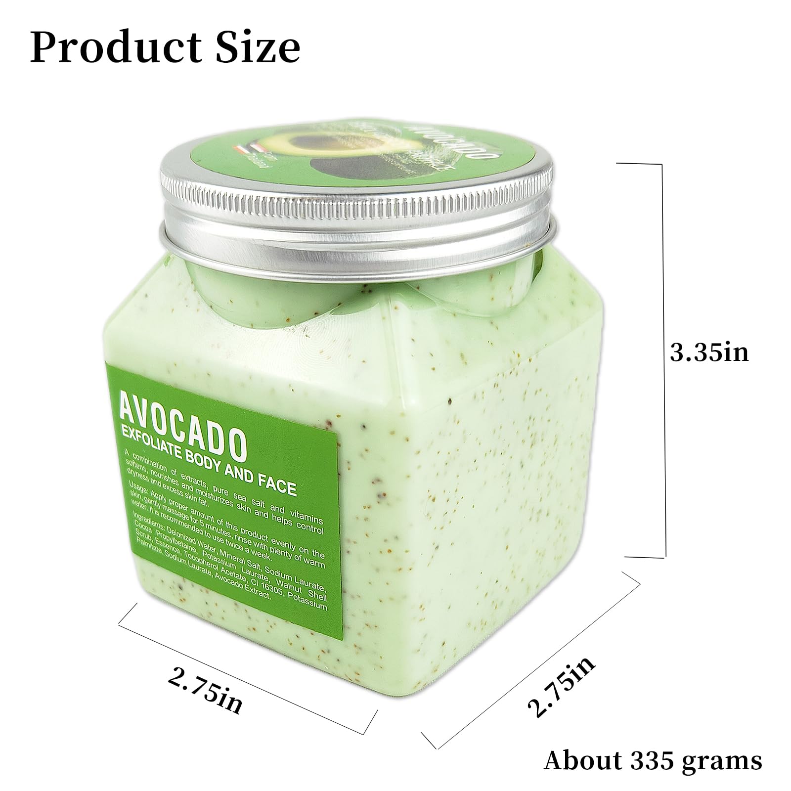 Body Scrub Exfoliator Set,Exfoliating Face Hand Foot Body Scrub,Self Skin Care Deep Cleansing Exfoliating for Oily Skin,Set Includes Coconut and Avocado Botanical Extract Scrub and a Loofah Pad
