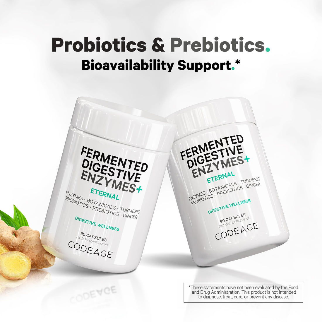 Codeage Fermented Digestive Enzymes Supplement 3-Month Supply - 14 Digestive Enzymes, Probiotics, Prebiotics, Fermented Botanicals, Plant-Based Multi Pancreatic Enzymes - 1 Capsule a Day - 90 Capsules