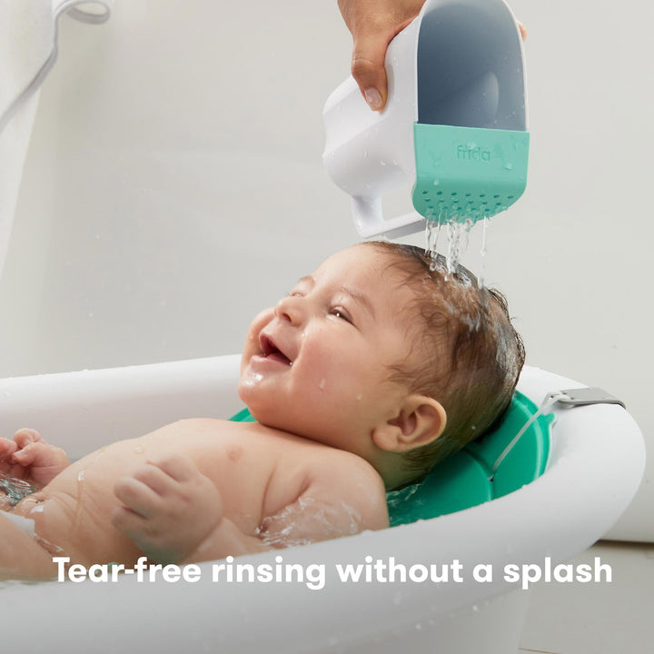 Frida Baby Control The Flow Bath Rinse Cup | Rinser to Wash Hair + Body | Rinser-Cup for Bath Time with Easy Grip Handle + Removable Rain Shower