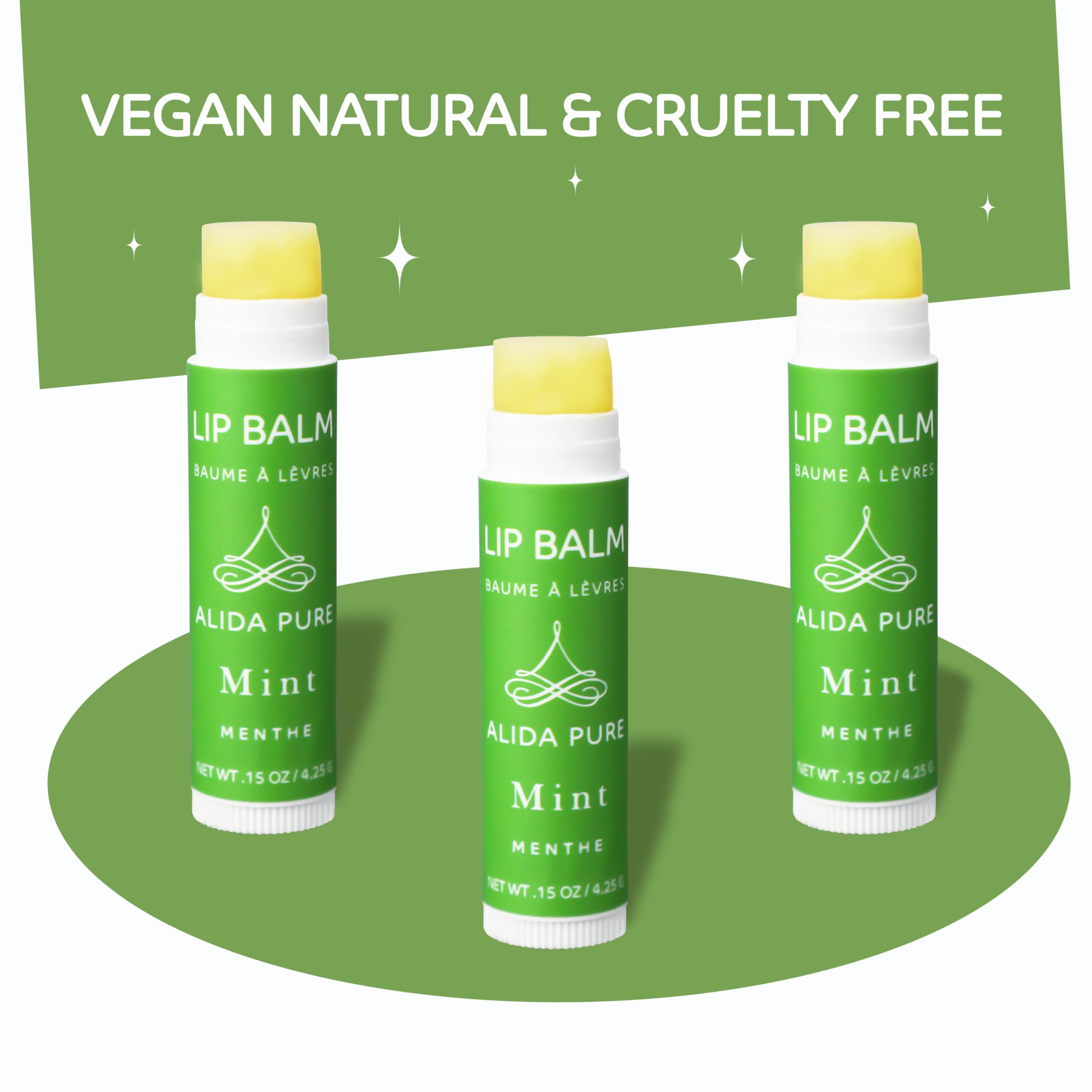 PURE + SIMPLE Peppermint Lip Balm Collection, Vegan, Set of 5 Tubes, Avocado Butter, Jojoba Oil, Vitamin E Complex Healing Treatment